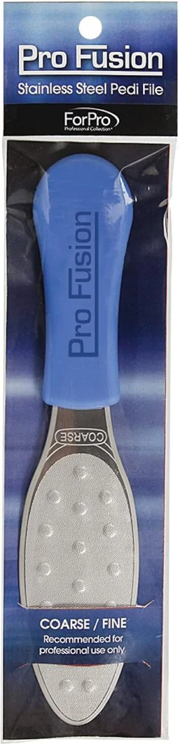 سوهان پدیکور استیل ضد زنگ حرفه ای فورپرو Pro Fusion - زبر، دو طرفه با کیفیت - سوهان پدیکور دسته آبی برای پاشنه و پا - طول 8.25 اینچ