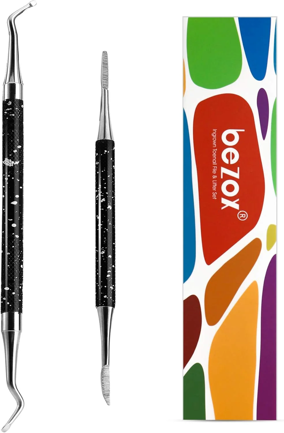 ابزار حرفه ای ناخن پا فرورفته بزوکس، 2 تکه، بالابر گوشه و سوهان ناخن، بالابر گوشه دو طرفه، مراقبت از پا، ست مانیکور و پدیکور ناخن استیل ضد زنگ ابزار حرفه ای ناخن پا فرورفته بزوکس، 2 تکه، بالابر گوشه و سوهان ناخن، بالابر گوشه دو طرفه، مراقبت از پا، ست مانیکور و پدیکور ناخن استیل ضد زنگ