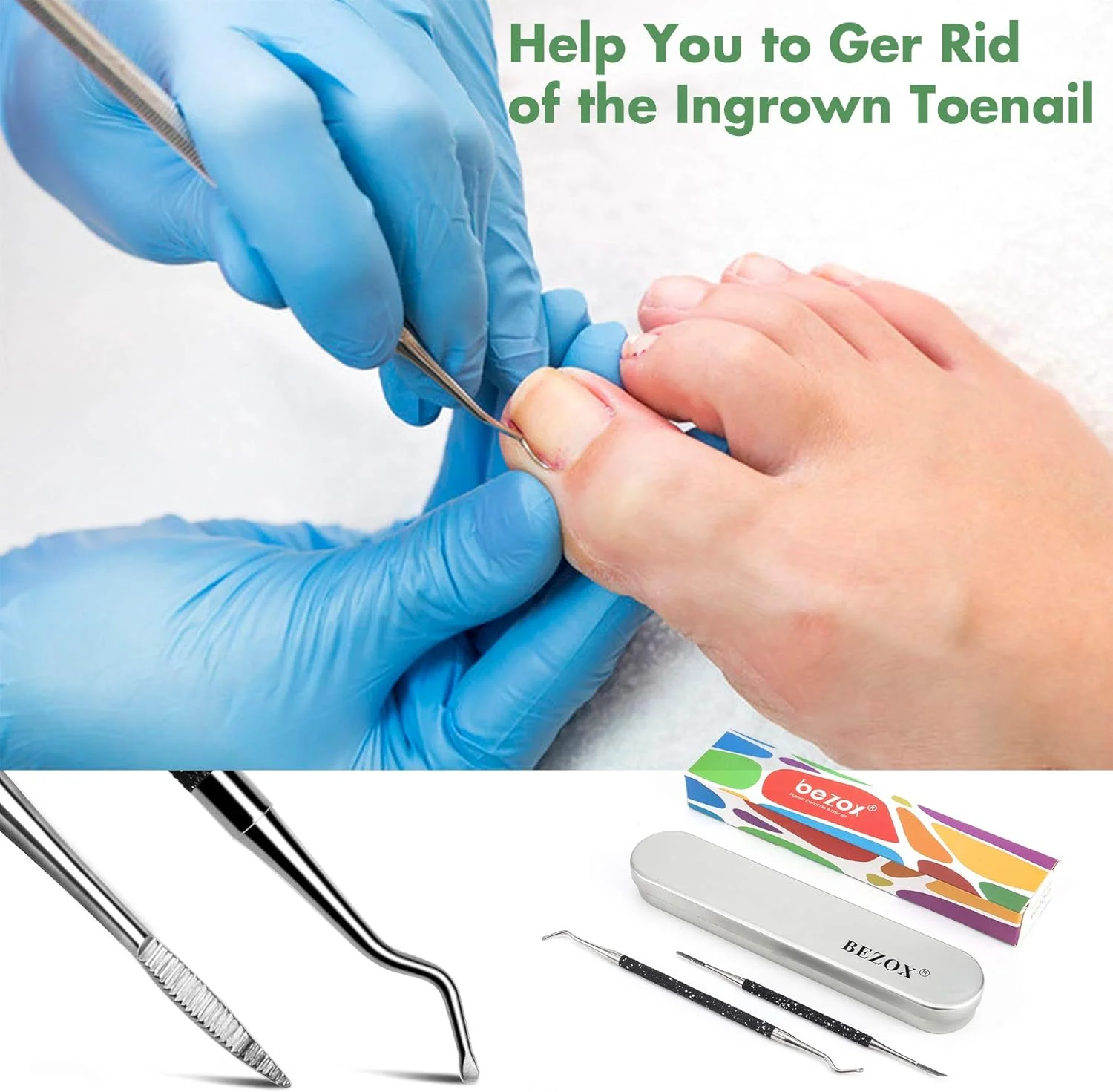 ابزار حرفه ای ناخن پا فرورفته بزوکس، 2 تکه، بالابر گوشه و سوهان ناخن، بالابر گوشه دو طرفه، مراقبت از پا، ست مانیکور و پدیکور ناخن استیل ضد زنگ ابزار حرفه ای ناخن پا فرورفته بزوکس، 2 تکه، بالابر گوشه و سوهان ناخن، بالابر گوشه دو طرفه، مراقبت از پا، ست مانیکور و پدیکور ناخن استیل ضد زنگ