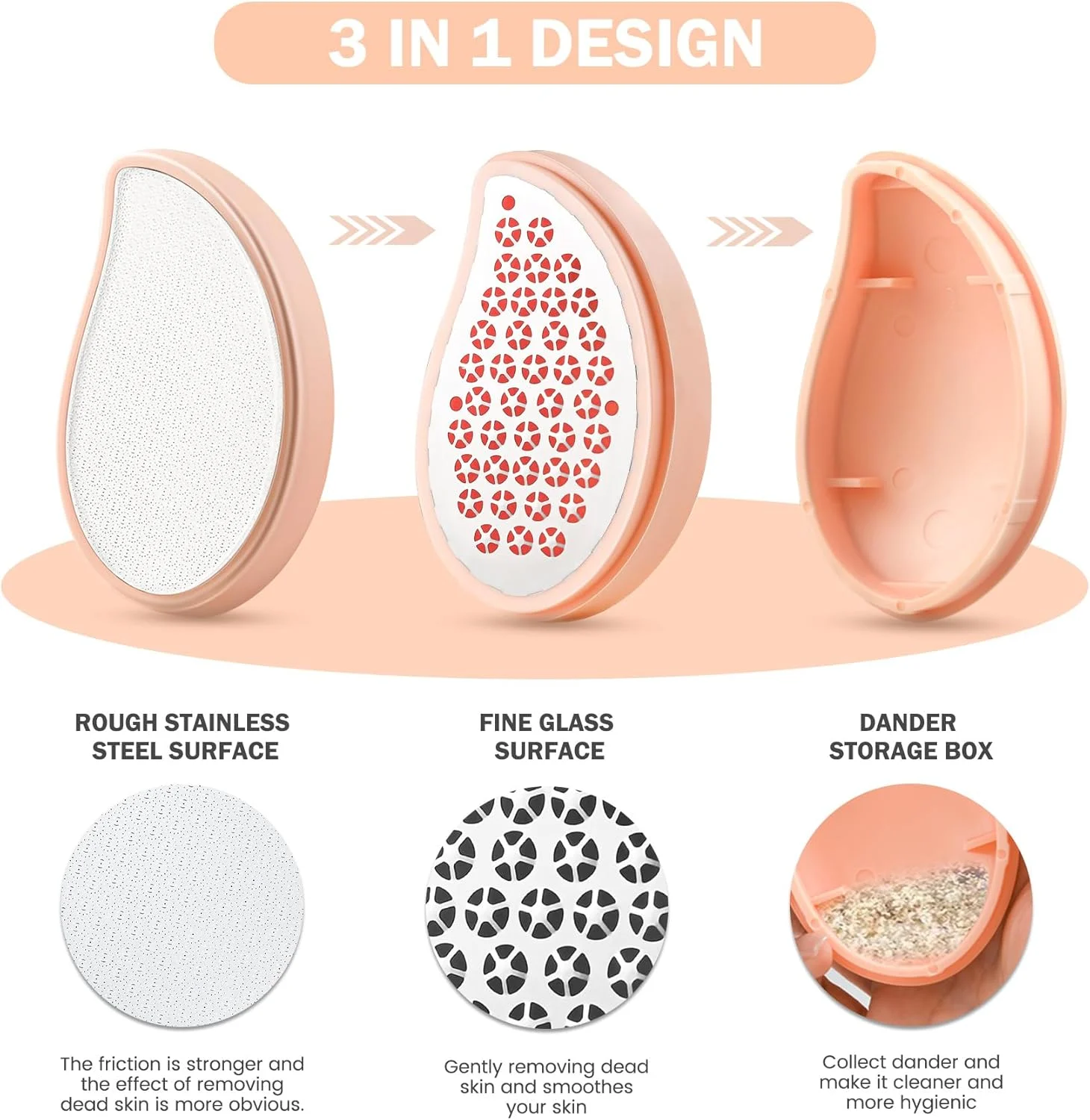 سوهان پای شیشه ای نانو 3 در 1 BEZOX و رنده استیل پا برای اسپا پا، سالن خانگی - ابزار پدیکور برای از بین بردن پوست مرده، از بین برنده پوست سخت پا، اسکرابر پا برای پاشنه های نرم و صاف