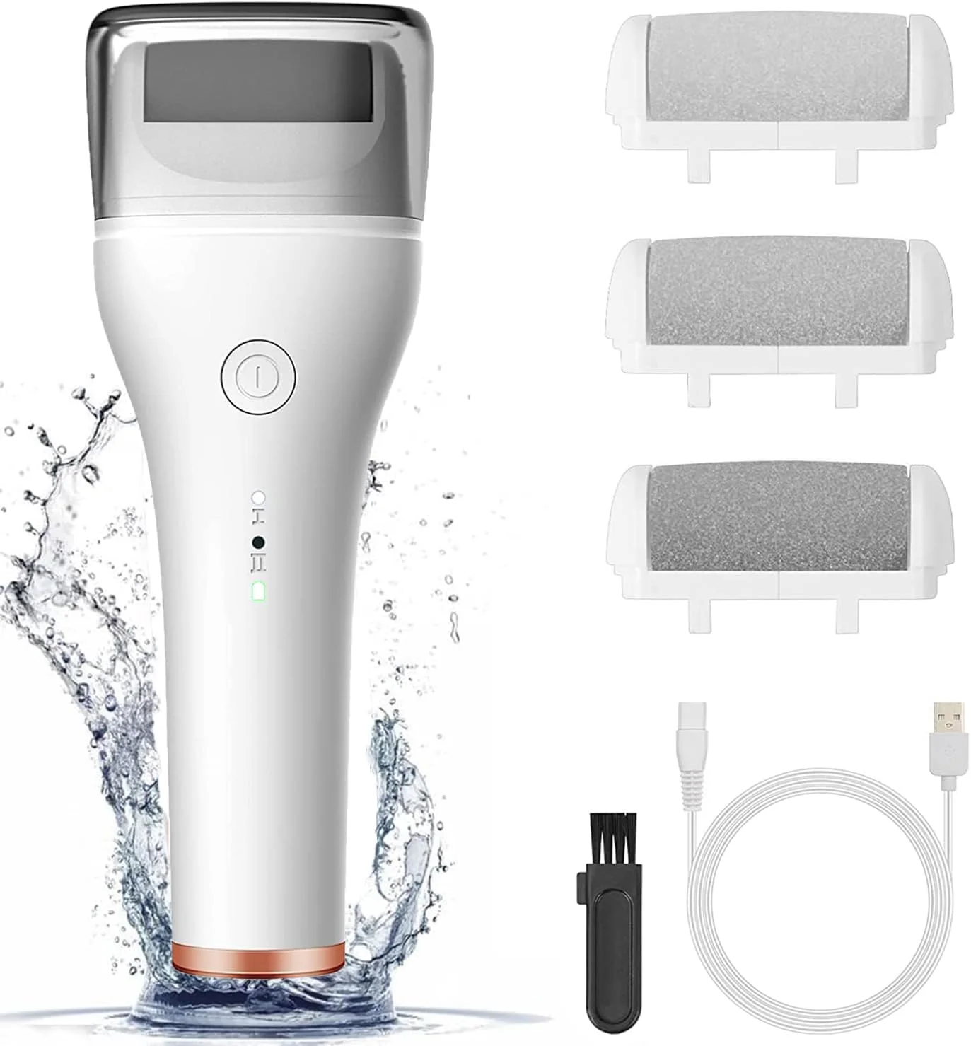 ست سوهان برقی پا Excefore، دستگاه حرفه ای شارژی از بین برنده پوست سفت پا با 3 غلتک و 2 سرعت، ضد آب، از بین برنده پوست مرده خشک، سفید ست سوهان برقی پا Excefore، دستگاه حرفه ای شارژی از بین برنده پوست سفت پا با 3 غلتک و 2 سرعت، ضد آب، از بین برنده پوست مرده خشک، سفید