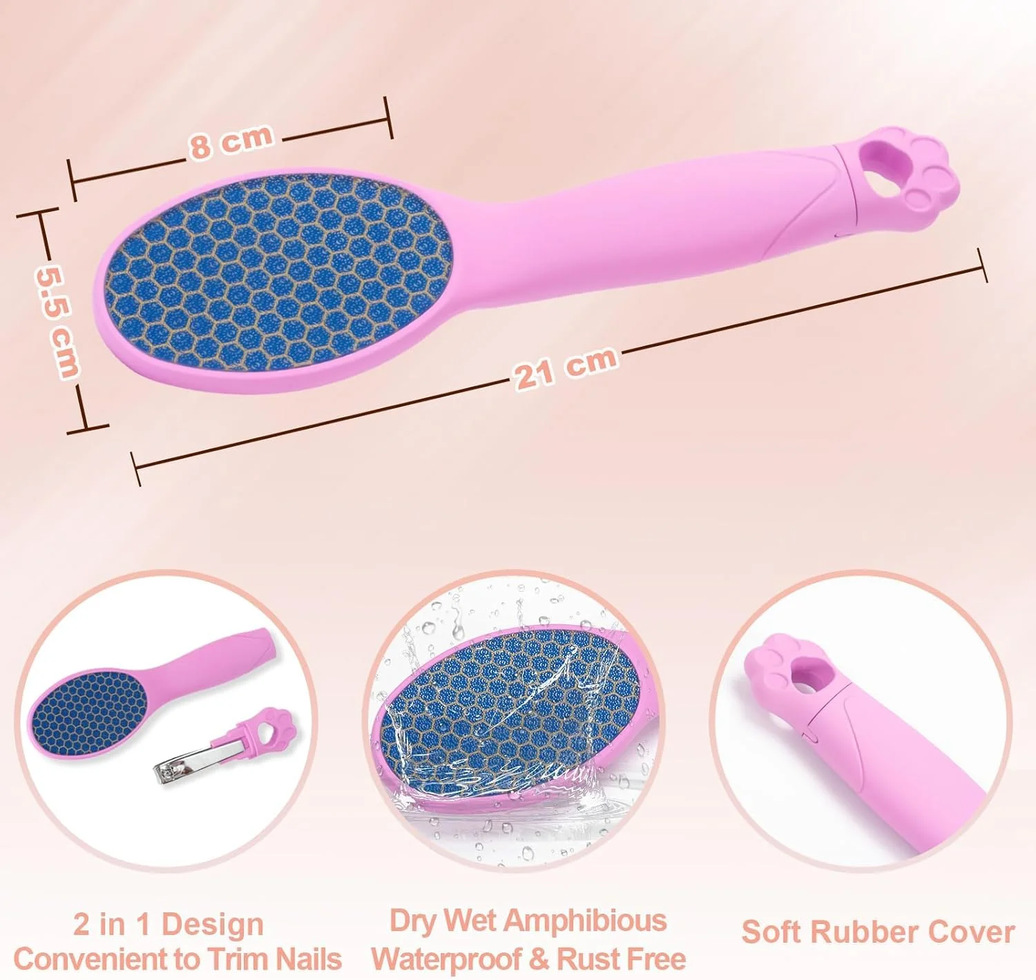 مجموعه مراقبت از پا 2 در 1 KASTWAVE: سوهان پای نانو شیشه ای و ناخن گیر برای داشتن پاهایی نرم و صاف - ایده آل برای از بین بردن پوست های سفت و مرده (صورتی) مجموعه مراقبت از پا 2 در 1 KASTWAVE: سوهان پای نانو شیشه ای و ناخن گیر برای داشتن پاهایی نرم و صاف - ایده آل برای از بین بردن پوست های سفت و مرده (صورتی)