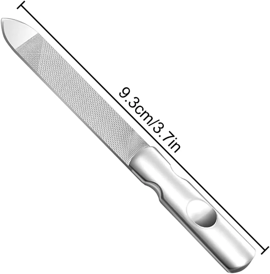 سوهان ناخن دو طرفه استیل ضد زنگ حرفه ای، سوهان ناخن بادوام و قابل استفاده مجدد با روکش چرمی اصل برای ناخن های طبیعی، مناسب برای سالن منزل یا مسافرت (1 عدد، کوچک)