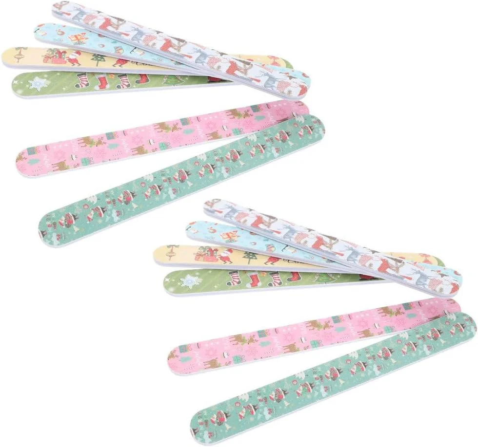 مری هپی 15 عدد سوهان ناخن کریسمس، سوهان ناخن کریسمس، سوهان ناخن سالنی، ابزار سوهان ناخن برای ناخن های طبیعی، ابزار پولیش ناخن، ابزار ناخن سمباده ای