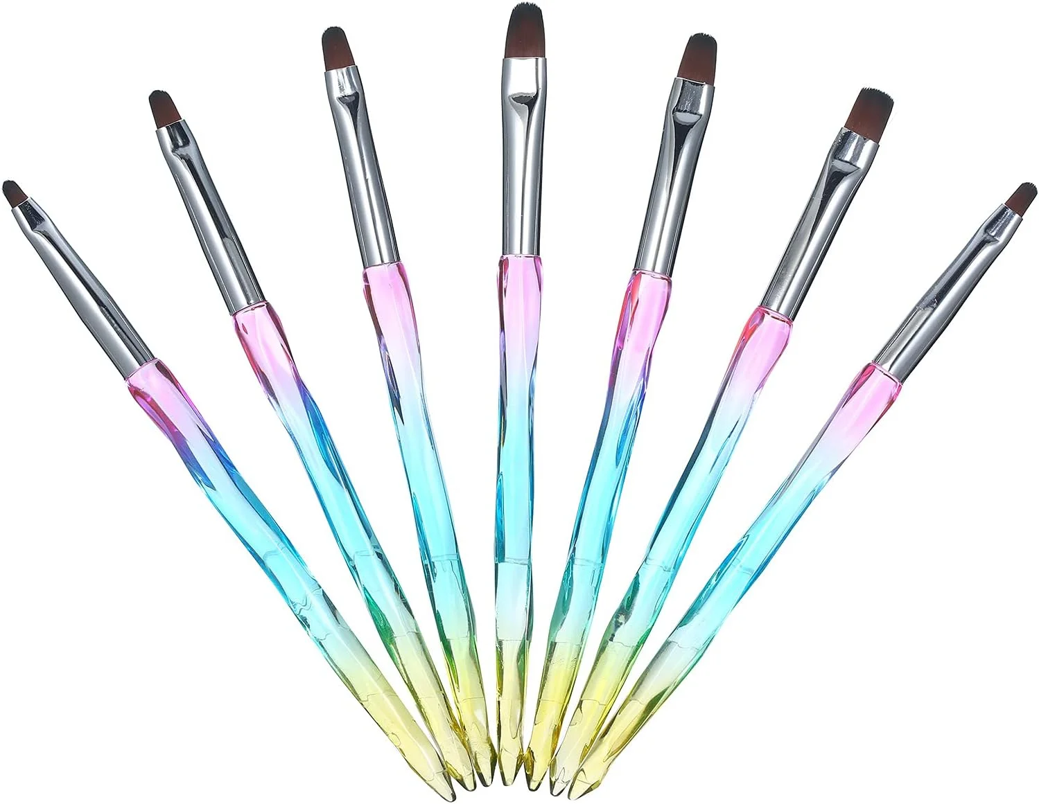 ست قلم موی طراحی ناخن حرفه ای 7 عددی هلِمی، دسته اکریلیک گرادیانی، قلم موی ژل یو وی، ابزار طراحی ناخن، کیت برس های مانیکور DIY