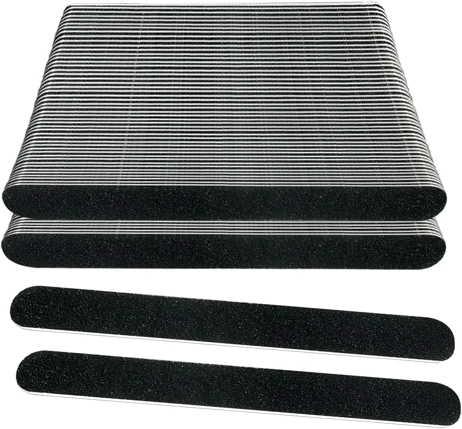 سوهان ناخن سمباده ای (بسته 100 عددی)، سوهان چوبی درجه زبری 100/180 برای ناخن های طبیعی، ست ابزار مانیکور سوهان سمباده ای 7 اینچی، سوهان ناخن یکبار مصرف برای سالن خانگی، مشکی