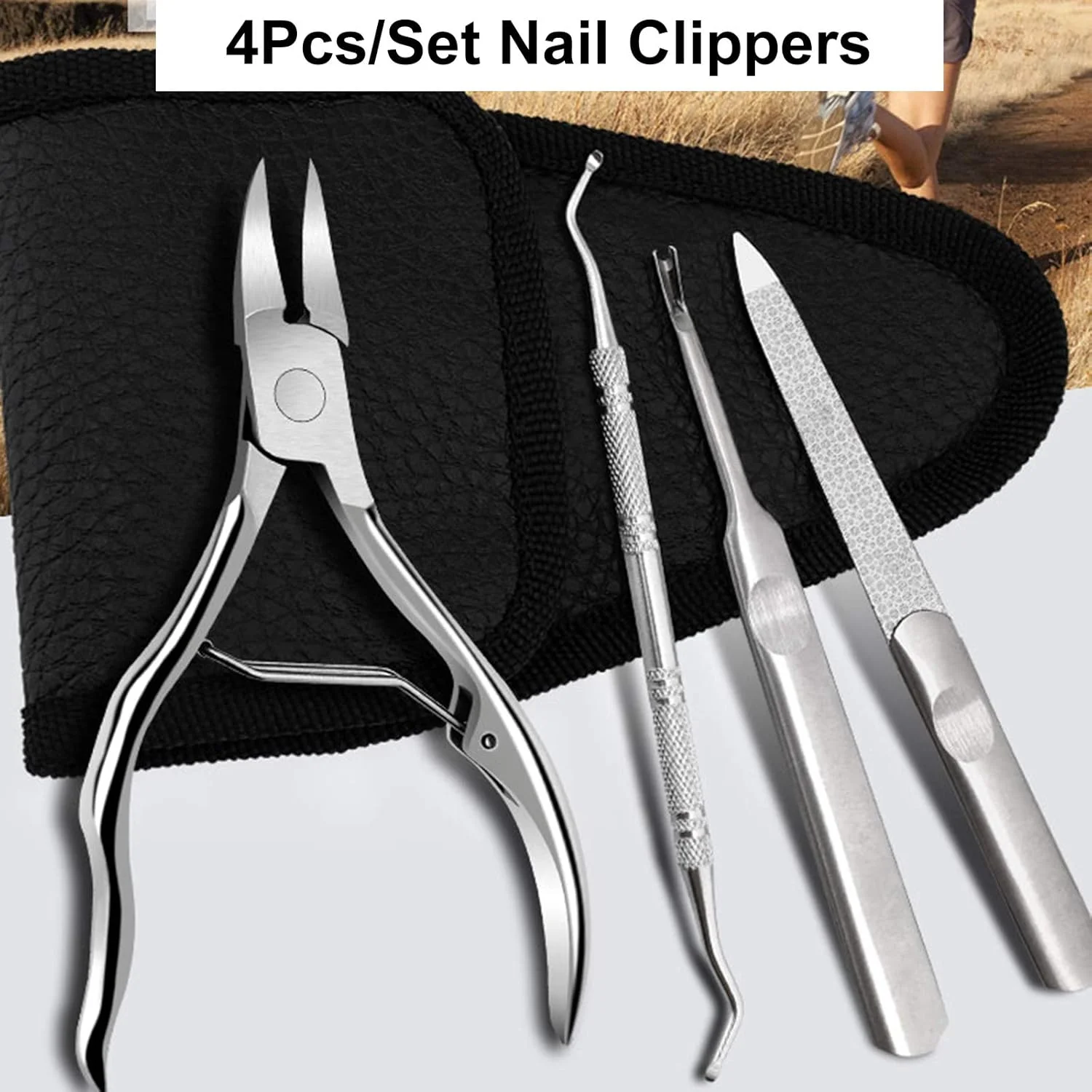 مجموعه 4 عددی ابزار مانیکور و پدیکور هلمی با کیف نگهداری