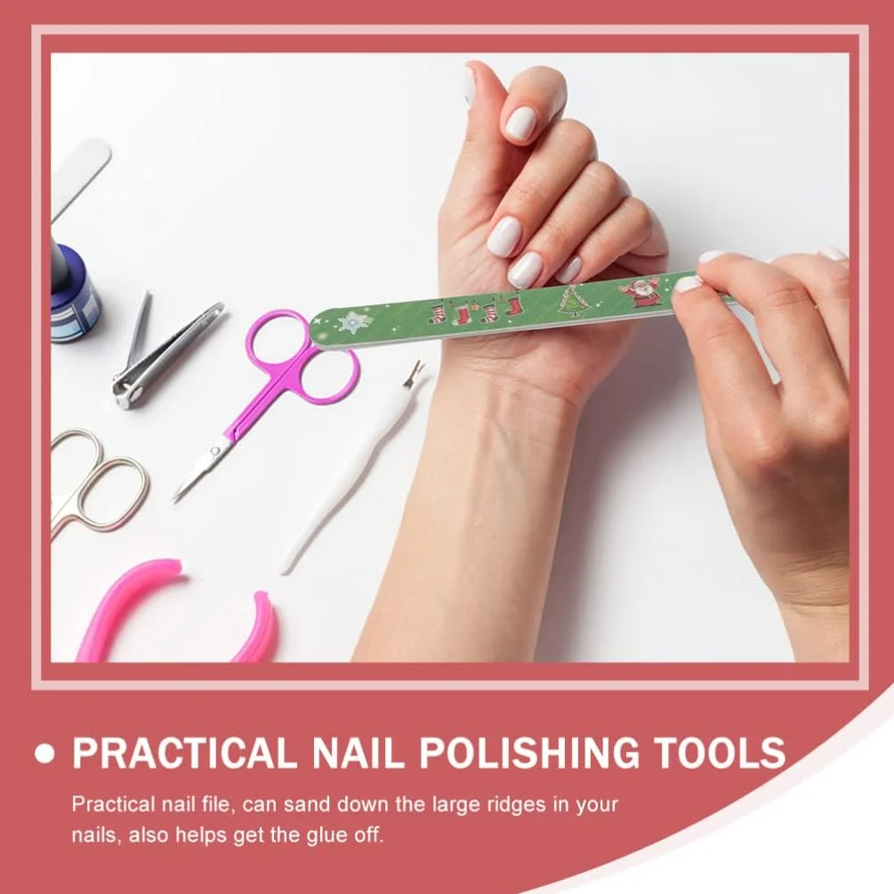 24 عدد سوهان ناخن کریسمس: سوهان دو طرفه EVA 18 سانتی متری برای ناخن ها، ابزار پولیش ناخن پا، ابزار مانیکور برای سالن منزل، طرح تصادفی (طرح تصادفی)