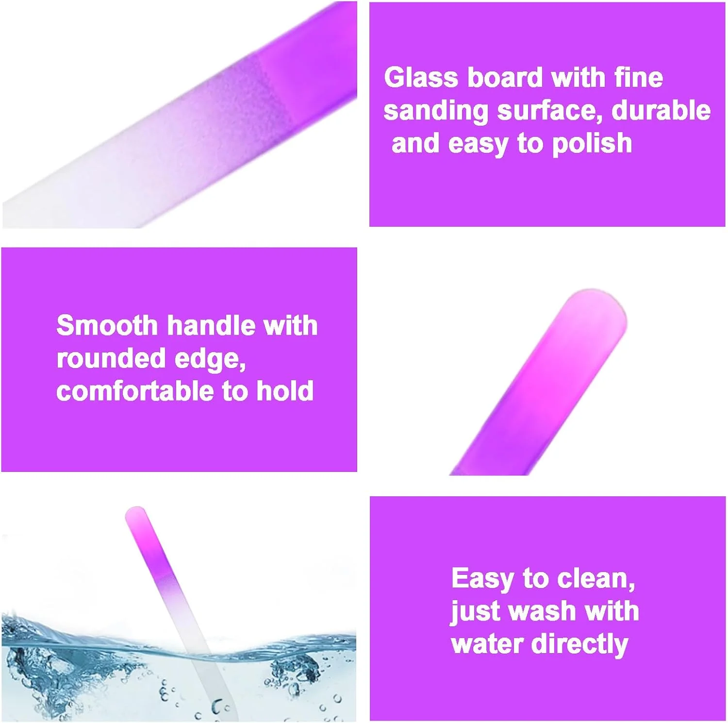 دو عدد سوهان ناخن شیشه ای با جعبه، سوهان ناخن شیشه ای، سوهان ناخن کریستالی حرفه ای، ابزار مانیکور پدیکور سوهان ناخن شیشه ای برای ناخن های طبیعی هدیه