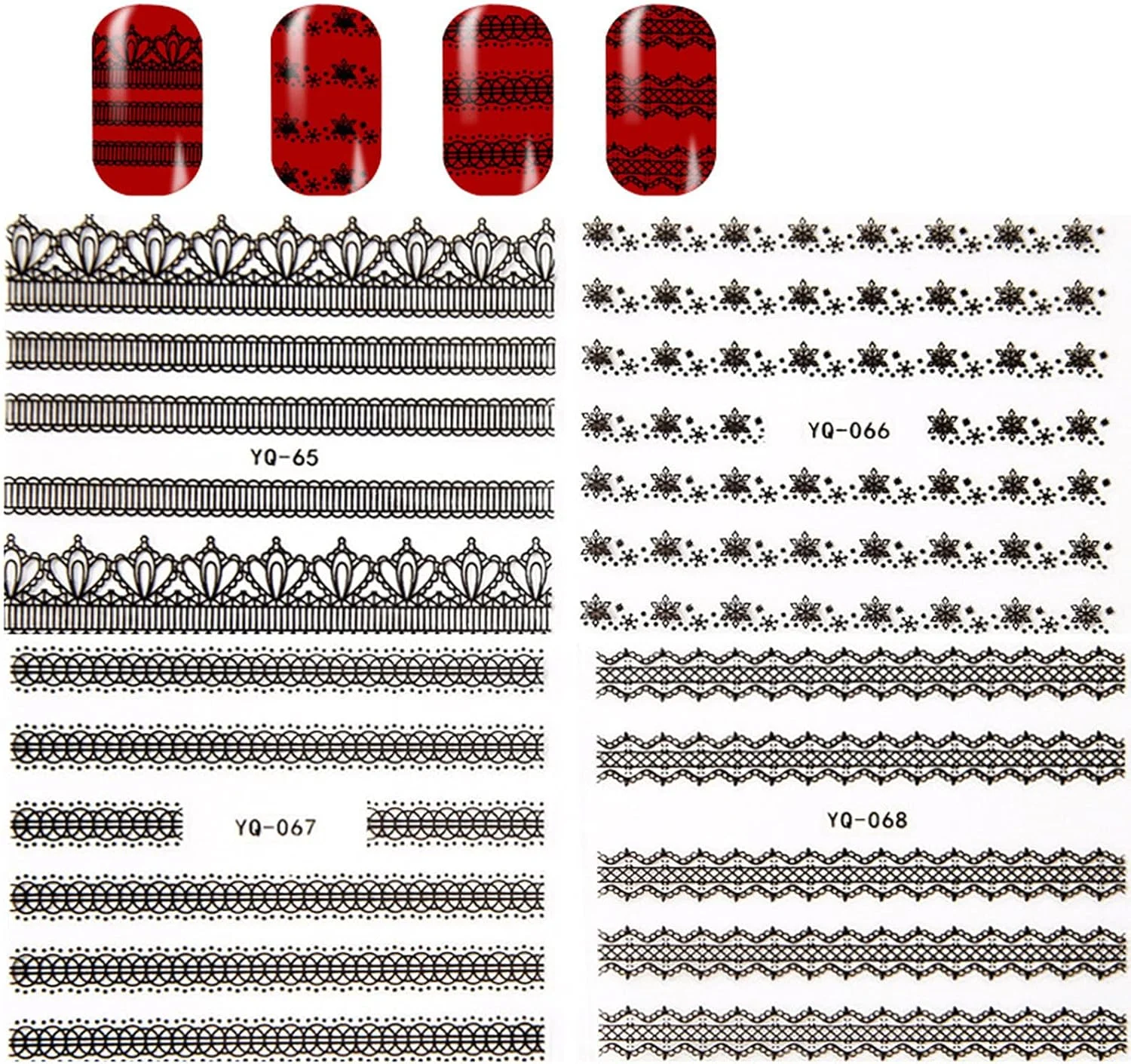 30 برگ استیکر ناخن سه بعدی Labymos، برچسب های توری ناخن خود چسب، ابزار مانیکور DIY، تزئینات طراحی ناخن