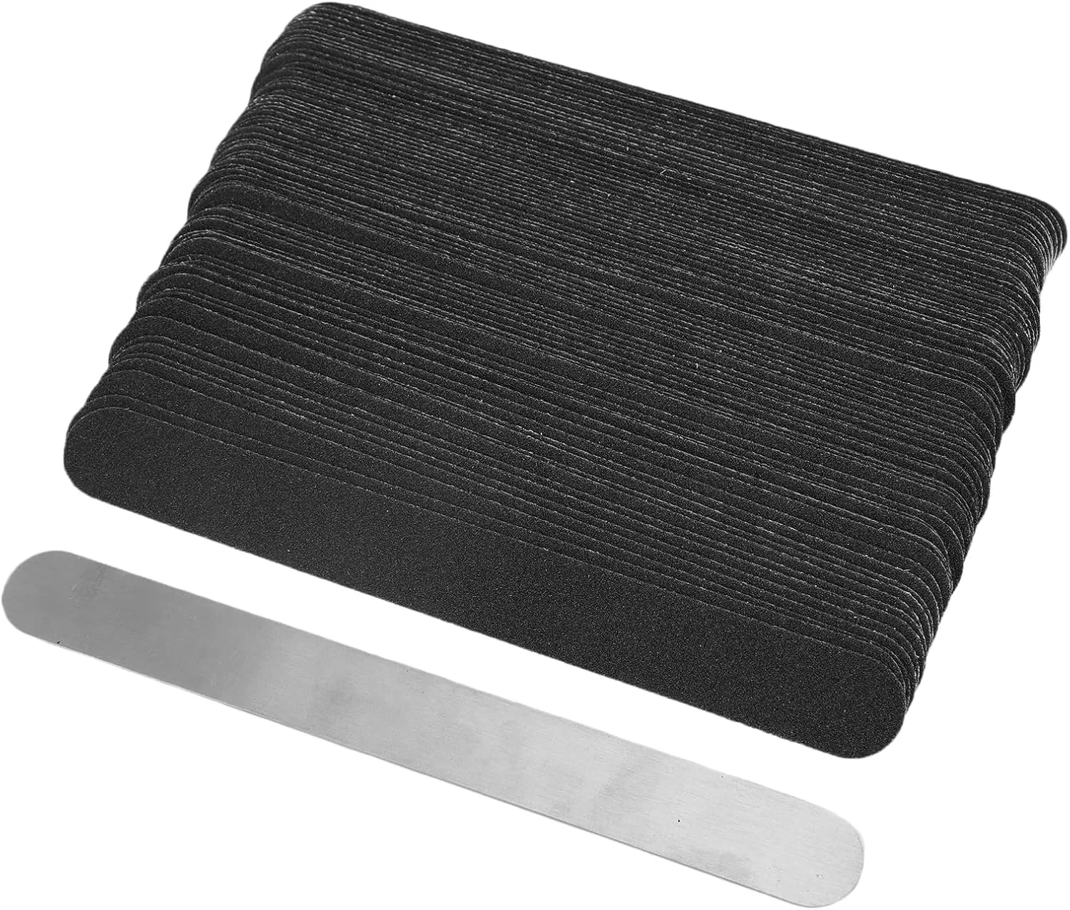 سوهان ناخن چندبار مصرف، سوهان ناخن استیل ضد زنگ با صفحه پایه استیل ضد زنگ چندبار مصرف، کیت نوار سوهان ناخن جایگزین 100 عددی برای شکل دادن به هنر ناخن، #811