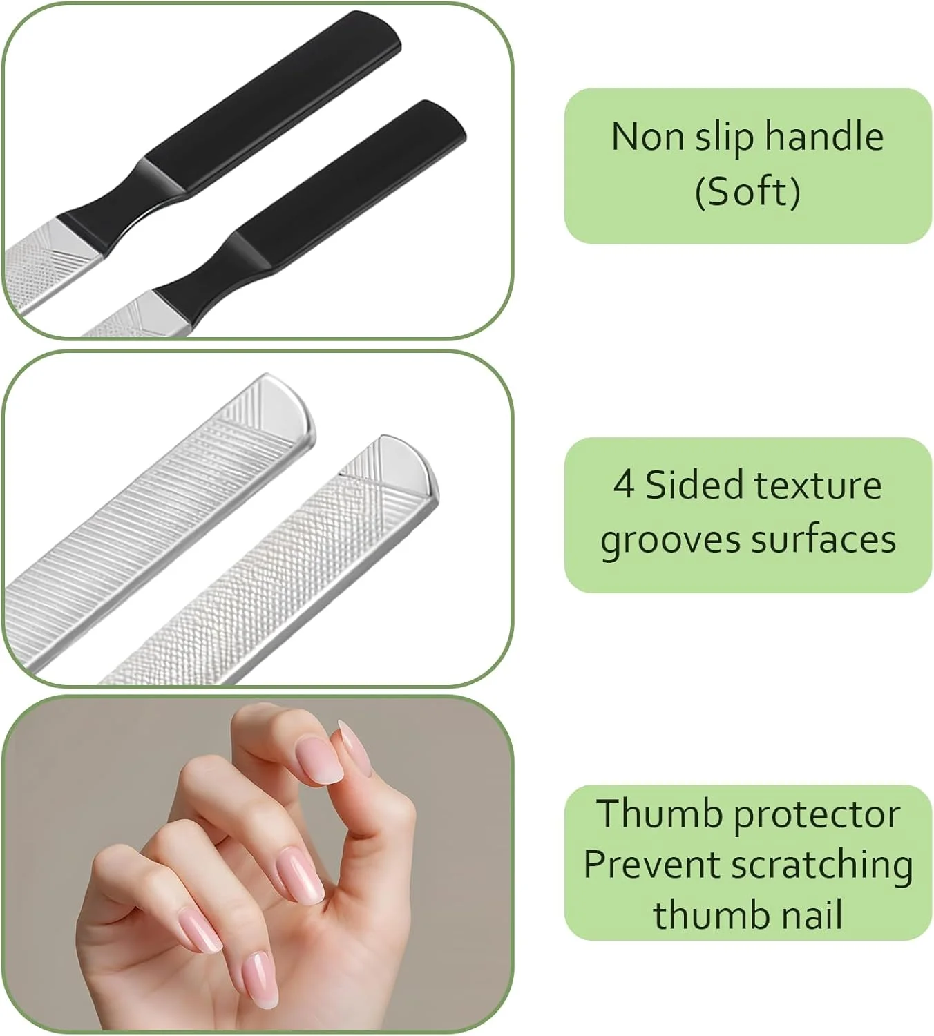 دو عدد سوهان ناخن پا JIEYAO برای ناخن های ضخیم، سوهان ناخن استیل ضد زنگ برای خانم ها، سوهان ناخن 4 طرفه، ابزار حرفه ای مانیکور پدیکور برای آقایان، سالمندان و سگ ها