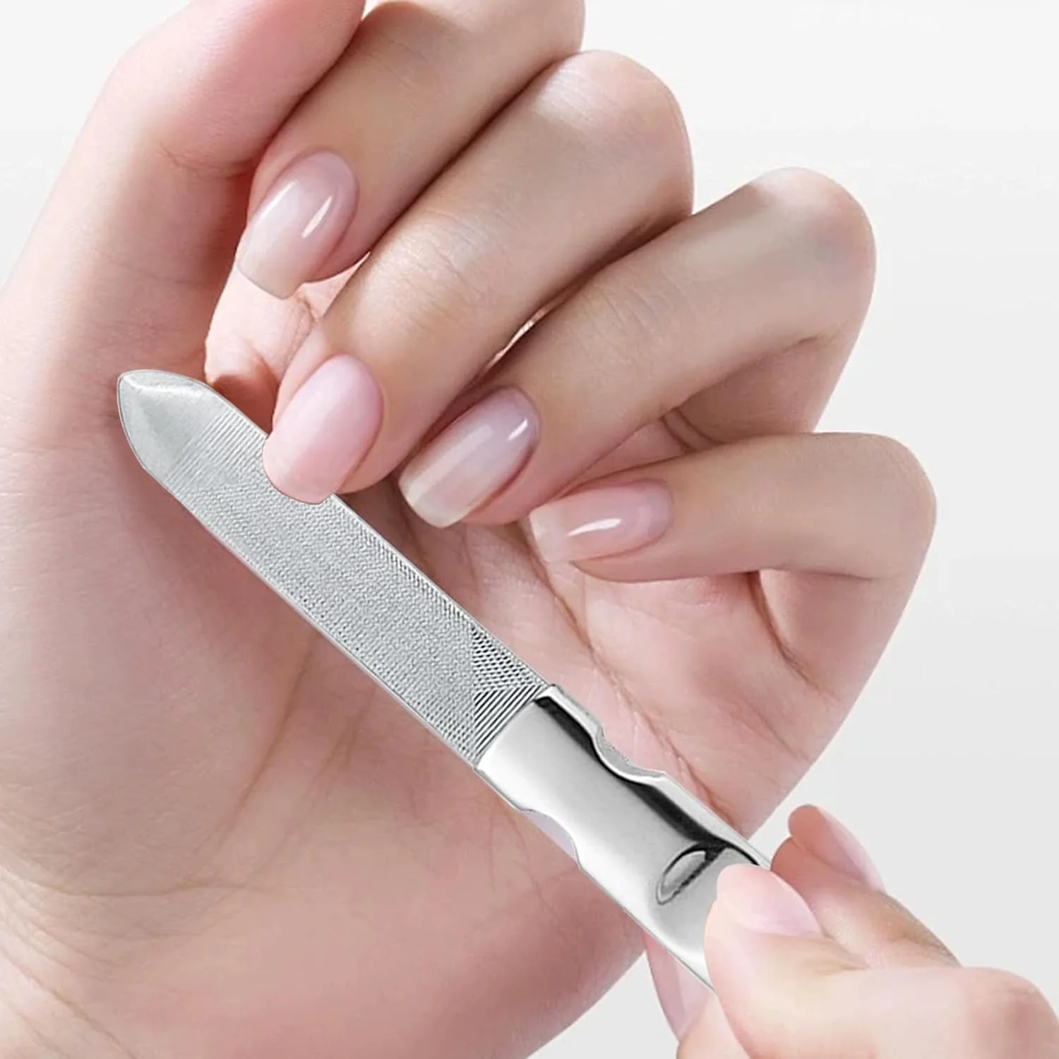 ست ۴ عددی سوهان ناخن حرفه ای، سوهان ناخن دو طرفه با دسته ضد لغزش، سوهان ناخن فلزی حرفه ای، ابزار مانیکور قابل استفاده مجدد برای استفاده در منزل، سالن و مسافرت