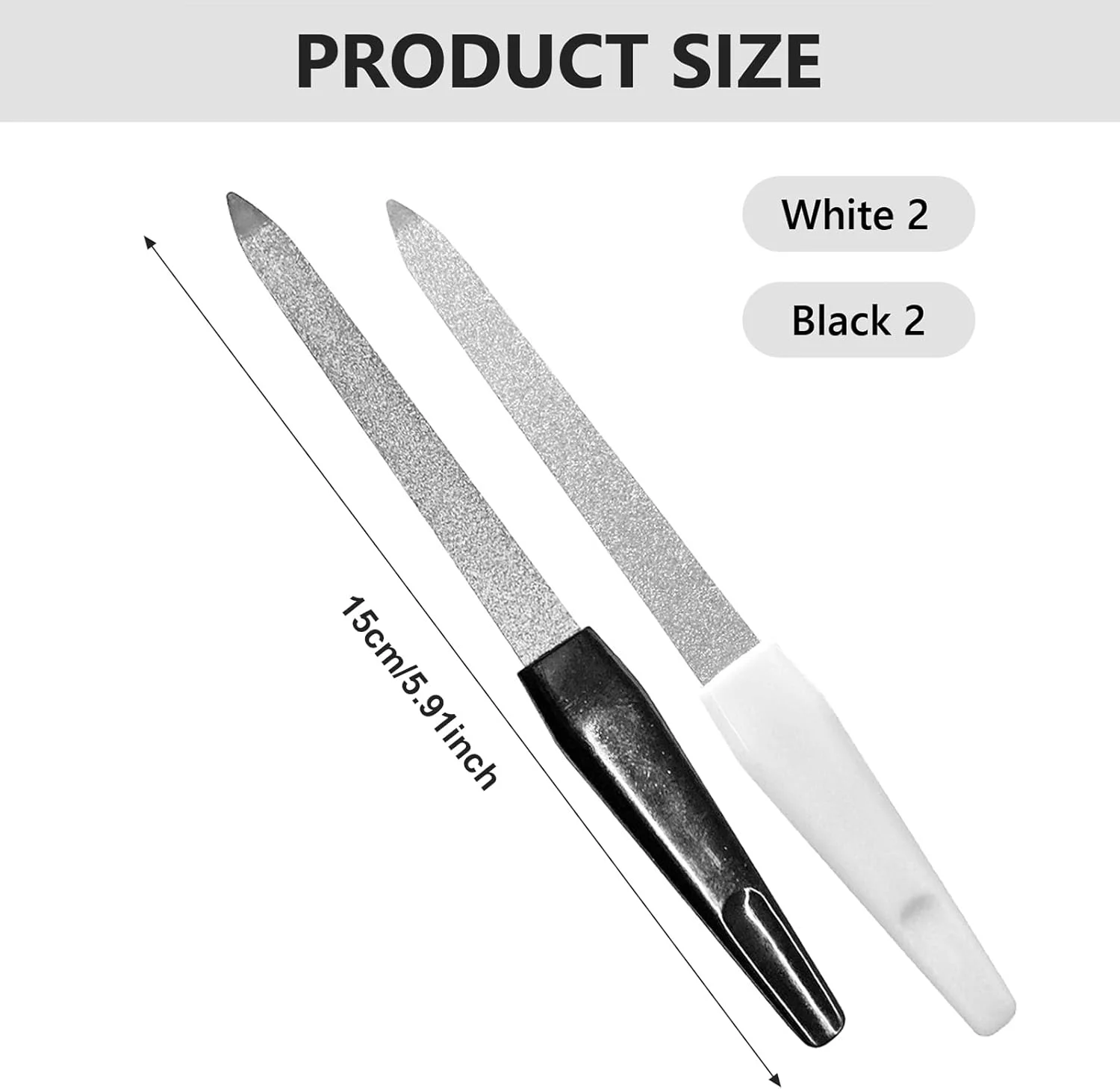 سوهان ناخن فلزی شوکسیا، 4 عددی، حرفه ای، دو طرفه، دسته ضد لغزش، سوهان ناخن برای ناخن های طبیعی، بانوان، استفاده در منزل و سالن، سفید و مشکی