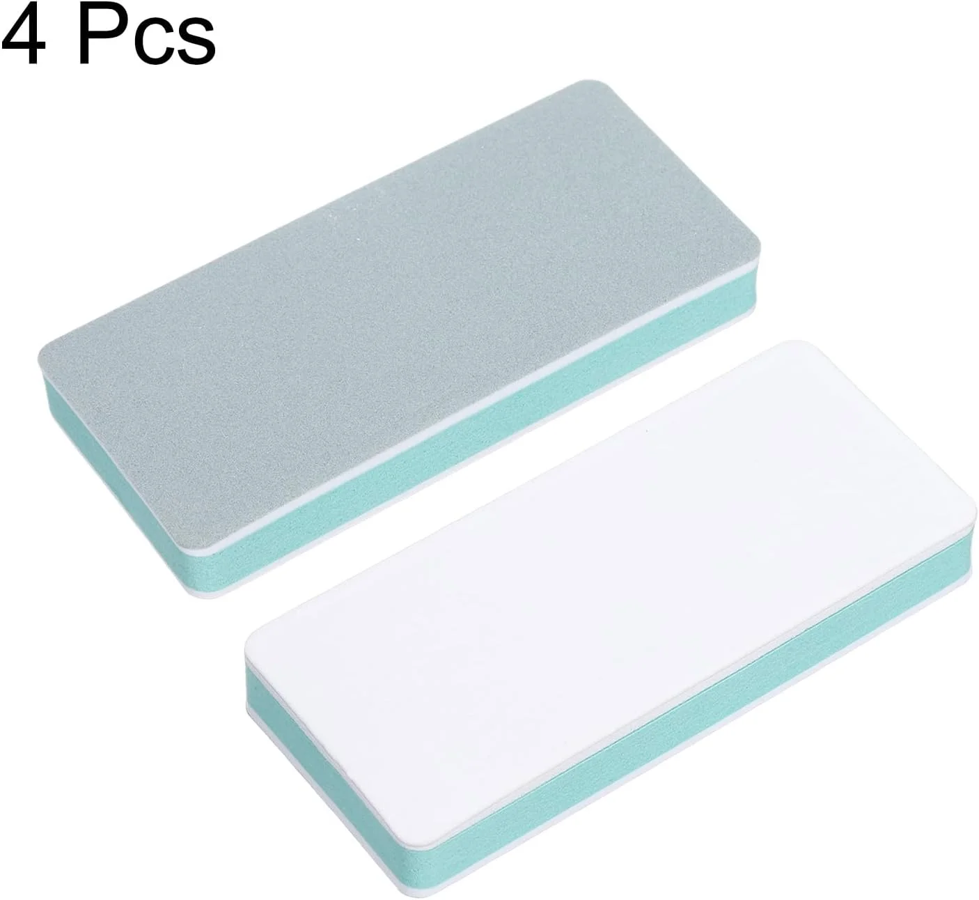 بلاک بافر ناخن هرفینگتون 4 عددی، سمباده ناخن دو طرفه با درجه زبری 600/3000، ابزار مانیکور برای بافر پولیش و درخشان کردن ناخن های اکریلیک، سفید/سبز