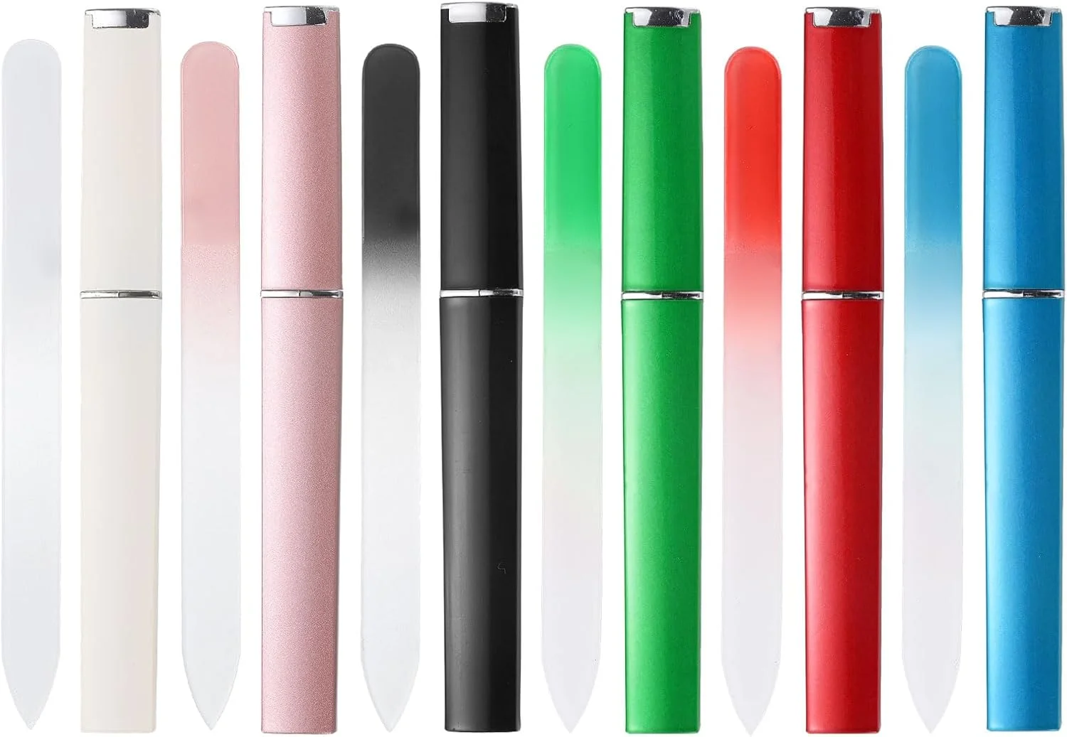 سوهان ناخن شیشه ای 6 عددی، دو طرفه، گریت 280، مناسب مانیکور حرفه ای، سوهان ناخن کریستالی با جعبه، برای ناخن های طبیعی، پولیش و براق کننده، 6 رنگ