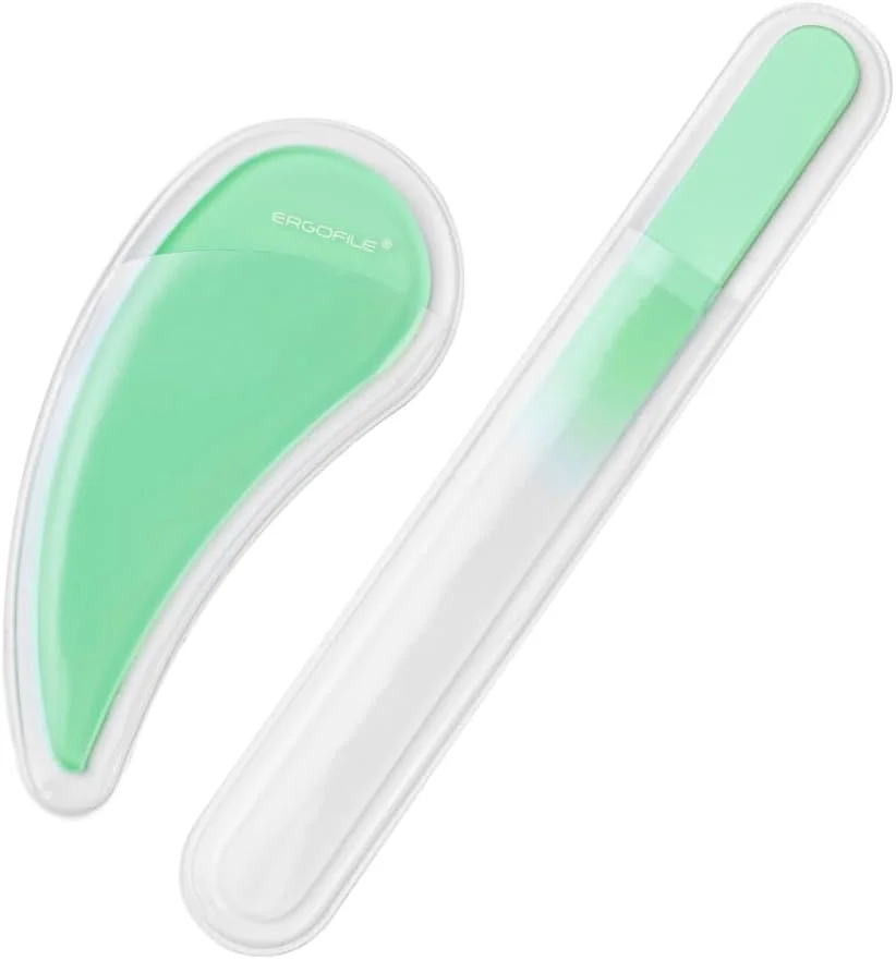 ست سوهان ناخن شیشه ای چک Bona Fide Beauty - سوهان ارگونومیک (رنگ یشمی) ابزار ناخن طبیعی منحنی