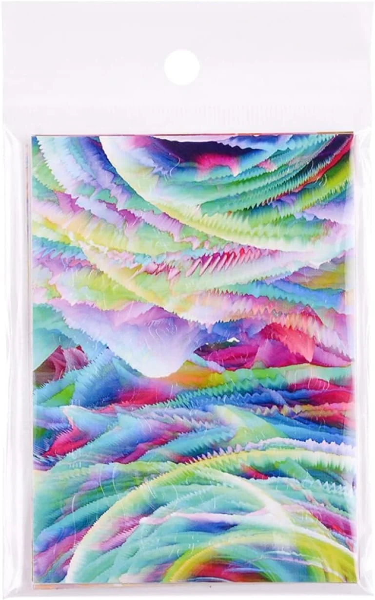 برچسب ناخن طرح راه راه رنگی ماری 8 عددی، برچسب انتقال طرح ناخن، فویل DIY