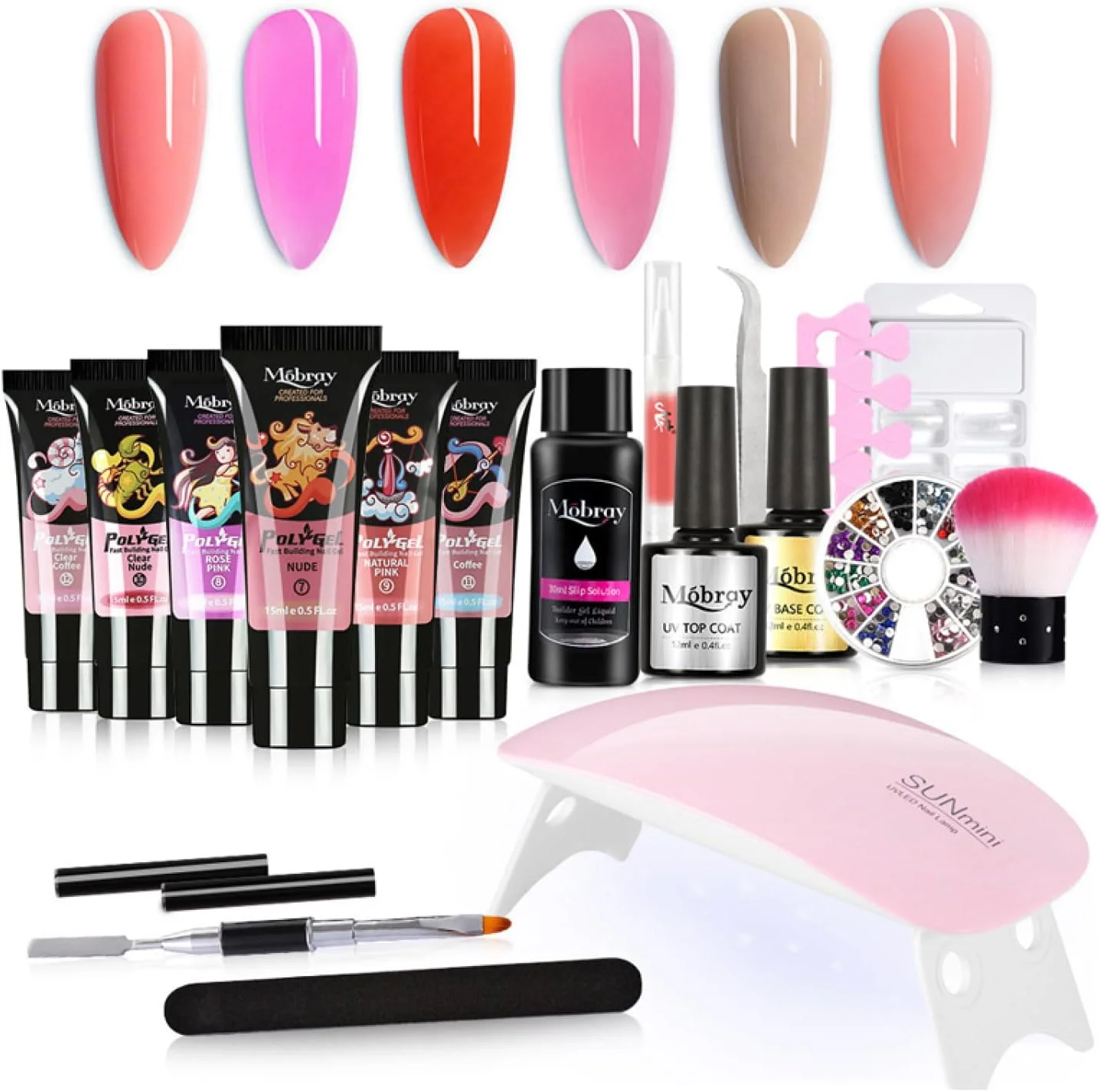 ژل کاشت ناخن لایموس، خشک‌شونده سریع با نور، ژل اکستنشن چند رنگ، ست 15 میلی‌لیتری