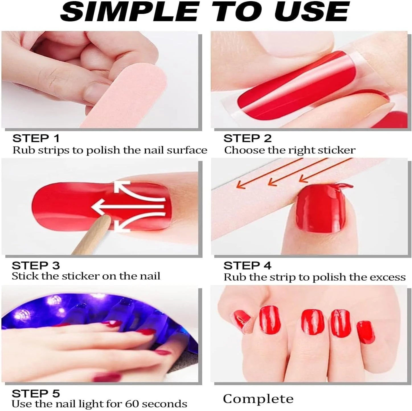 برچسب لاک ژل کیور شده Labymos، برچسب های کامل پوشش دهنده چسبی ناخن، برچسب های ضد آب طراحی ناخن ژلی به همراه سوهان و چوب