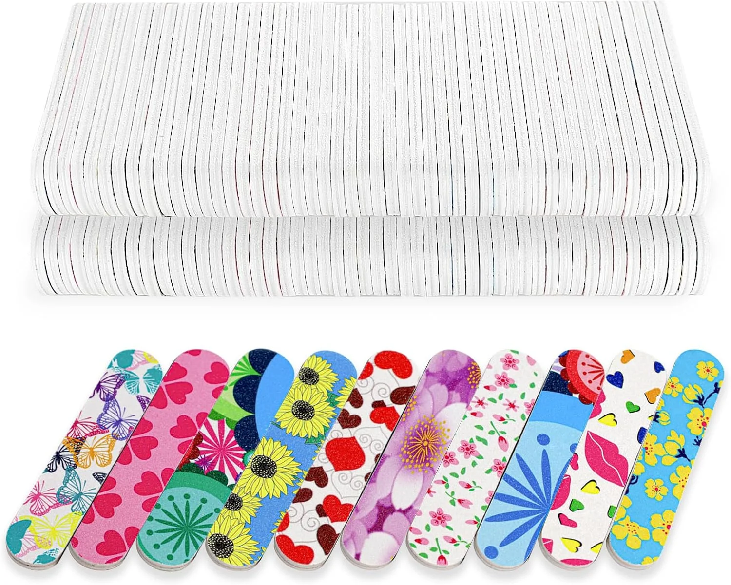 سوهان ناخن مینی، تخته سمباده رنگارنگ برای ناخن، دو طرفه درجه زبری 180، ابزار مانیکور ناخن، شکل دهی، صاف کردن، اندازه 3.5 اینچ (100 عدد رنگارنگ درجه زبری 180، 3.6 اینچ)