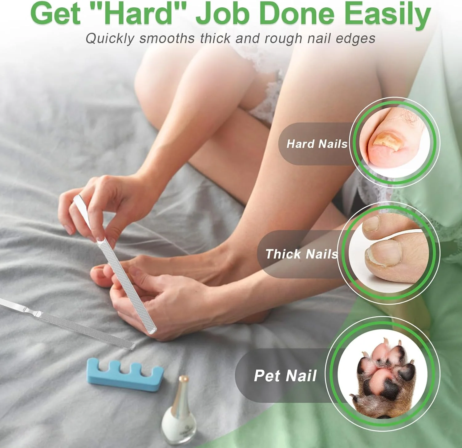 سوهان ناخن پا برای ناخن های ضخیم، سوهان ناخن پا با 4 طرف برای ناخن های ضخیم، فولاد ضد زنگ 13/2 و 18 سانتی متری، ابزار بادوام مراقبت از ناخن فلزی برای مردان، زنان، سالمندان و سگ ها