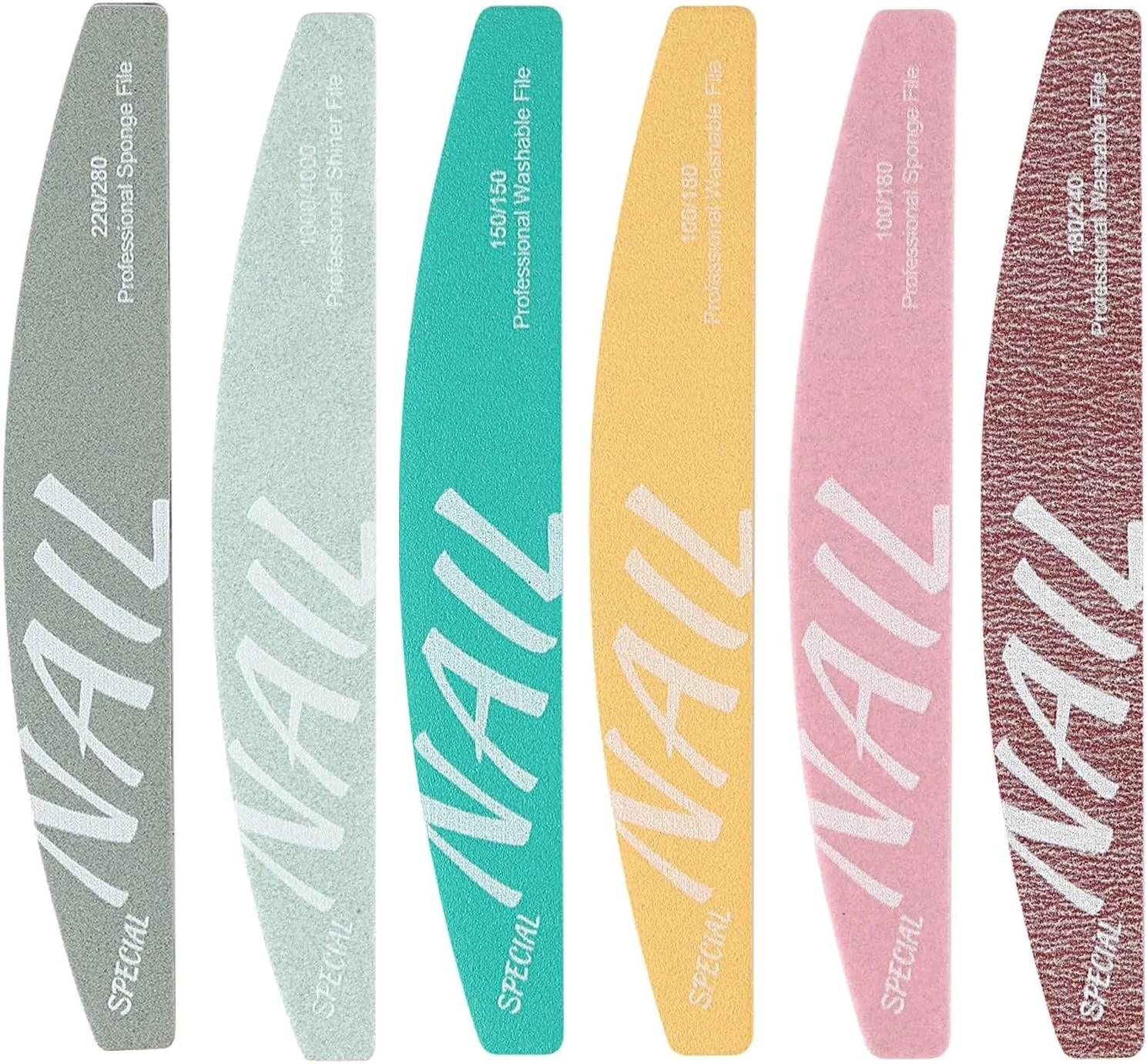 ست سوهان و بافر ناخن، مجموعه کامل با شش سوهان بادوام برای ناخن های طبیعی، اکریلیک و ژل، قابل شستشو و مناسب برای هدیه