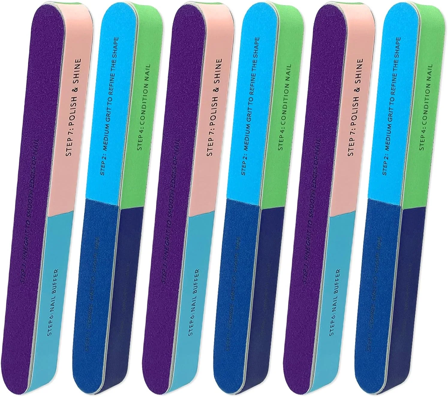 بسته 6 عددی سوهان ناخن 4 طرفه برای ناخن ها، سوهان پولیش با کیفیت بالا برای ناخن های طبیعی، بلوک های پولیش برای ناخن های ژلی، سوهان ناخن قابل شستشو برای پولیش و درخشان کردن