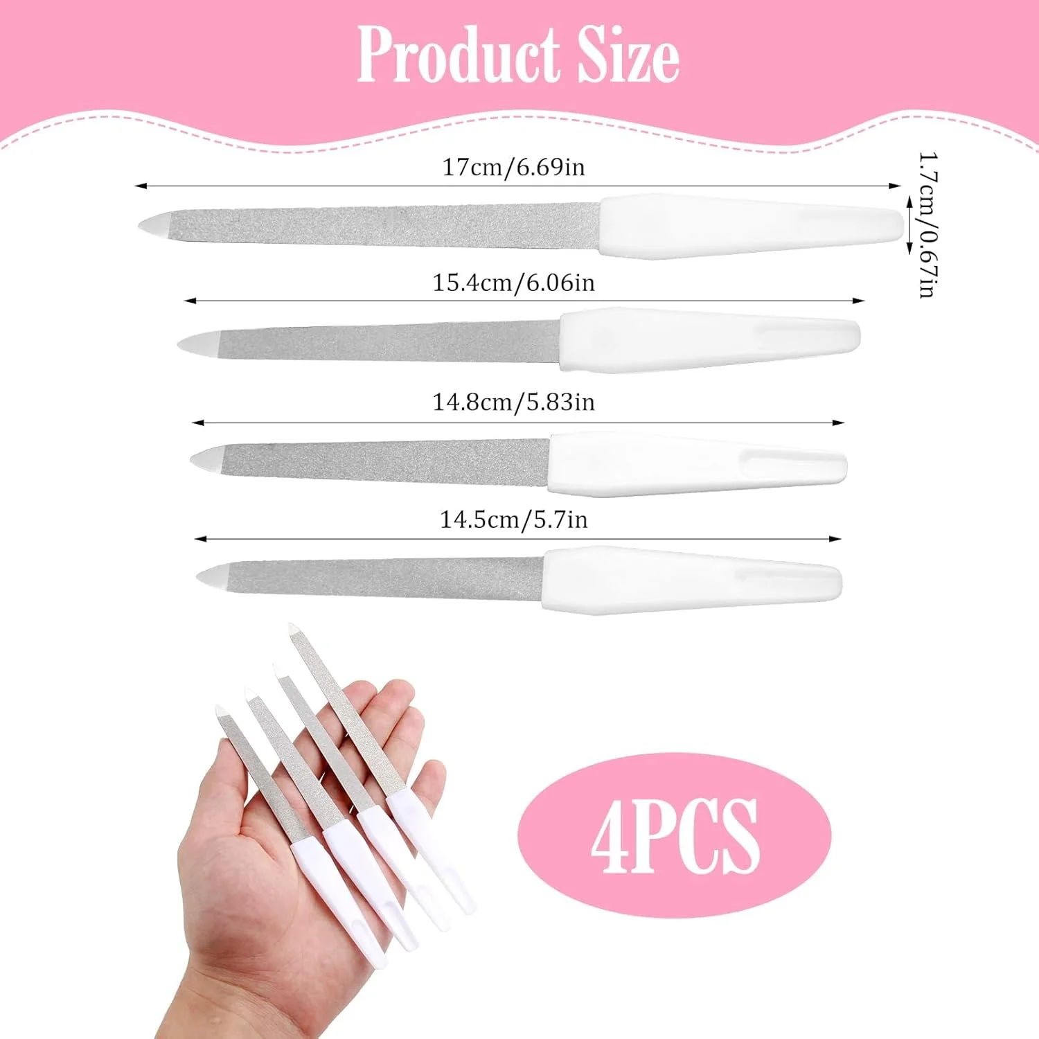 مجموعه ۴ عددی سوهان ناخن، قابل استفاده از هر دو طرف، سوهان ناخن، مجموعه ناخن طبیعی برای مانیکور و پدیکور، سوهان ناخن ظریف و زبر در ۴ سایز