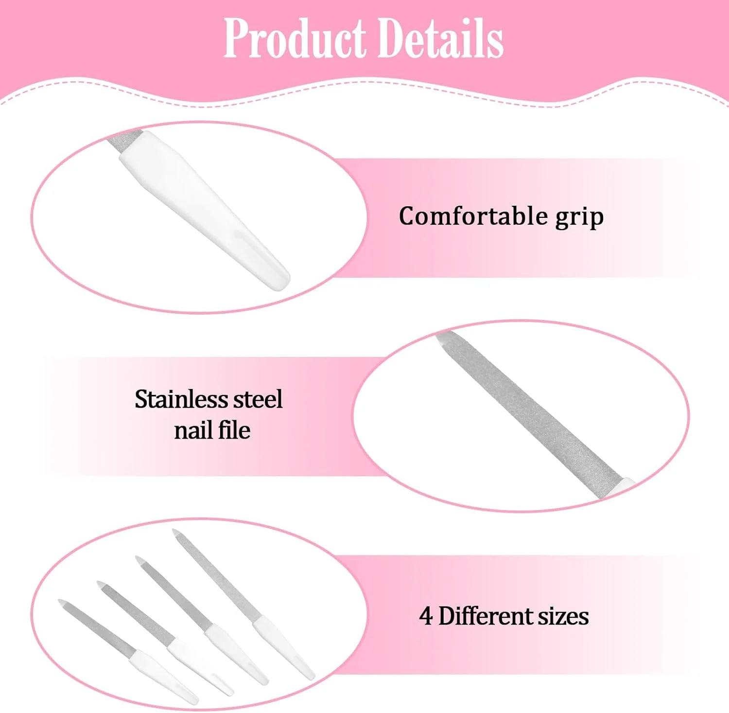 مجموعه ۴ عددی سوهان ناخن، قابل استفاده از هر دو طرف، سوهان ناخن، مجموعه ناخن طبیعی برای مانیکور و پدیکور، سوهان ناخن ظریف و زبر در ۴ سایز