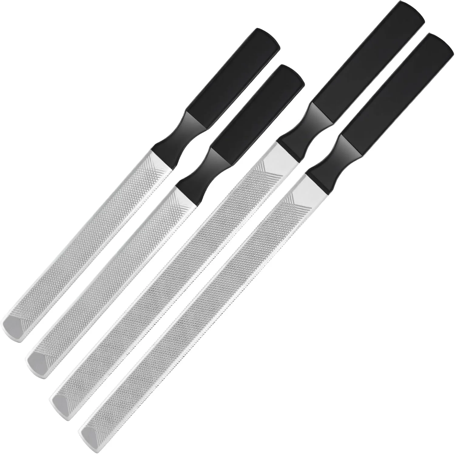 ست ۴ عددی سوهان ناخن حرفه ای استیل ضد زنگ، سوهان ناخن دو طرفه با دسته ضد لغزش برای ناخن های ضخیم، سوهان فلزی ناخن برای مراقبت از ناخن های دست و پا