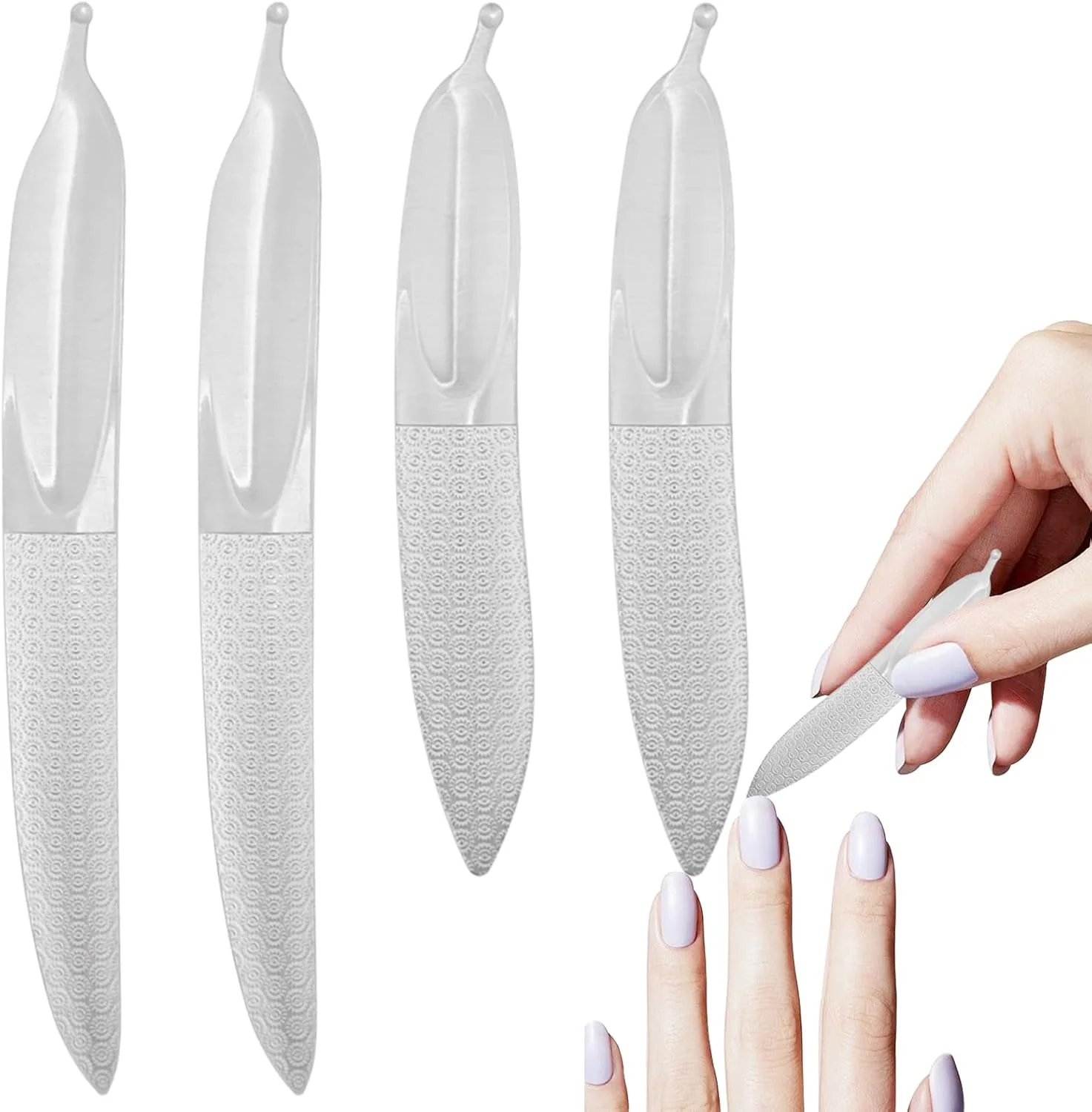 مجموعه ۴ عددی سوهان ناخن استیل ضد زنگ، سوهان ناخن فلزی دو طرفه قابل استفاده مجدد، سوهان ناخن حرفه ای برای ناخن های ضخیم، سوهان ناخن بادوام برای آقایان، بانوان و سالمندان