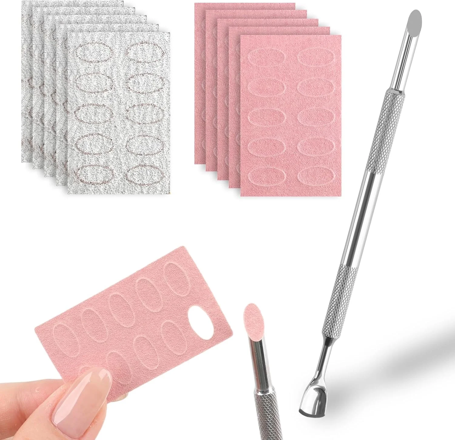 ابزار مانیکور دو طرفه، ابزار آماده سازی ناخن با ورق های سمباده 100/180، مراقبت از ناخن برای مانیکور پدیکور، هنر ناخن و سالن پا در خانه