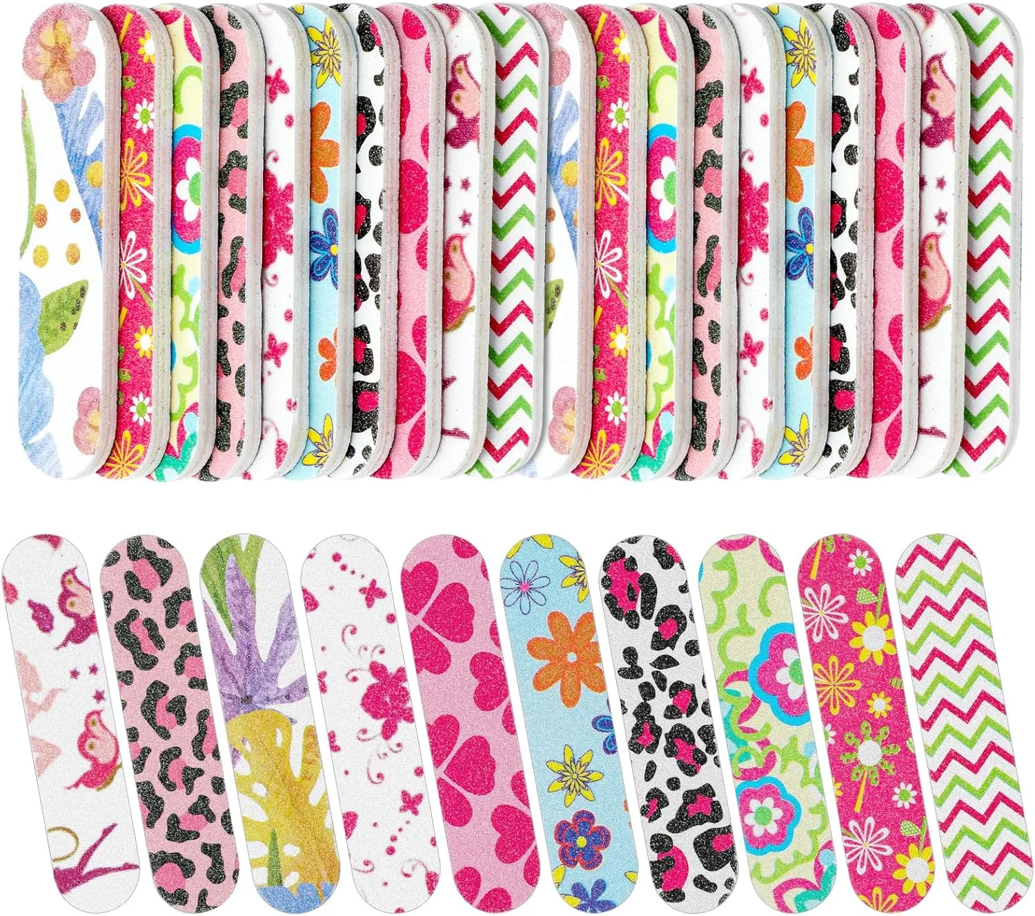 ۱۰۰ عدد سوهان ناخن کوچک با طرح گلدار رنگی، مناسب برای ناخن های اکریلیک، طبیعی، عمده، دو طرفه، سمباده ای، بافر ژل، یکبار مصرف، ابزار مانیکور، ناخن مصنوعی ژلی برای لوازم جانبی سالن دخترانه زنانه