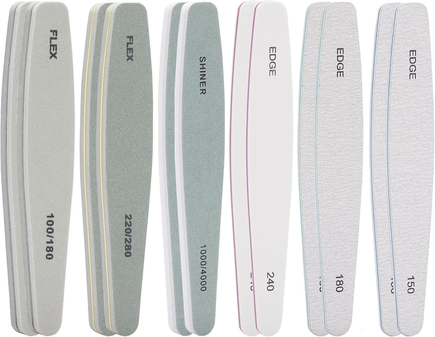 ست 12 عددی سوهان و بافر ناخن BTYMS برای ناخن های اکریلیک و طبیعی، دانه بندی 150، 180، 240، 100/180، 220/280، 1000/4000