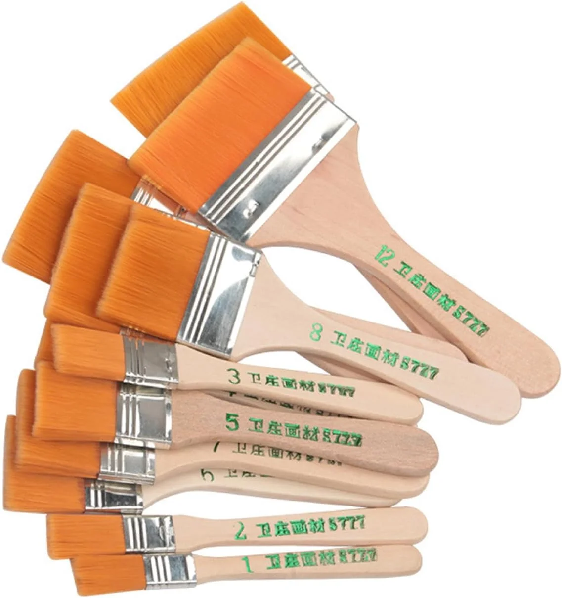 ست ۱۲ عددی قلم موی تخت نایلونی با دسته چوبی Labymos، مناسب نقاشی رنگ روغن، برس باربیکیو، قلم موهای نقاشی و لوازم هنری