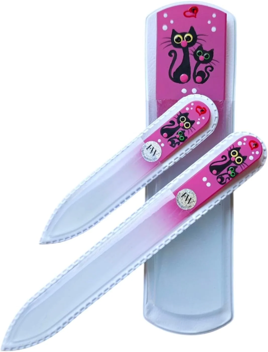 ست سوهان ناخن کریستالی، طرح گربه صورتی، کیت 3 تکه مانیکور و پدیکور