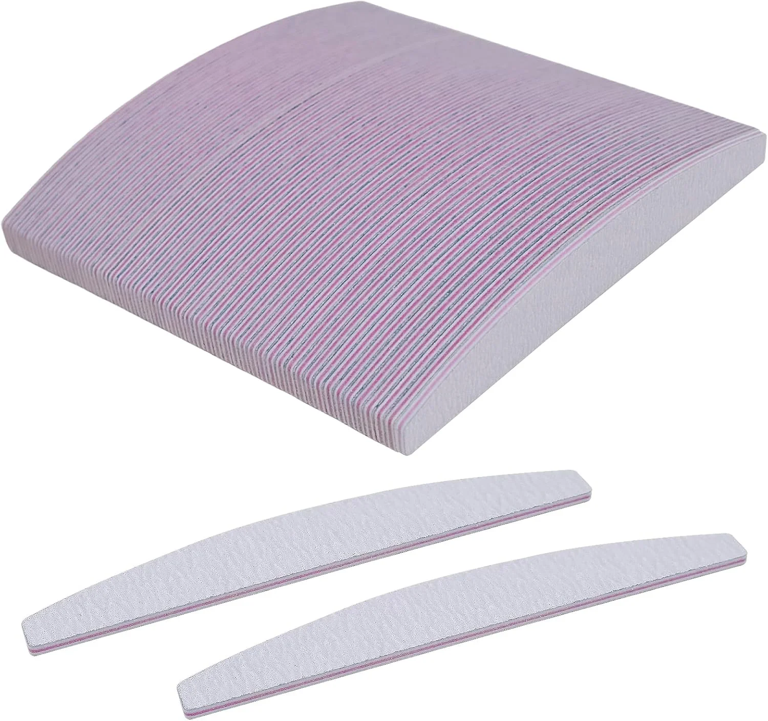 سوهان ناخن حرفه ای، سوهان ناخن هلالی شکل 100/180، ابزار ناخن دو طرفه برای آراستن ناخن و ناخن های ضخیم