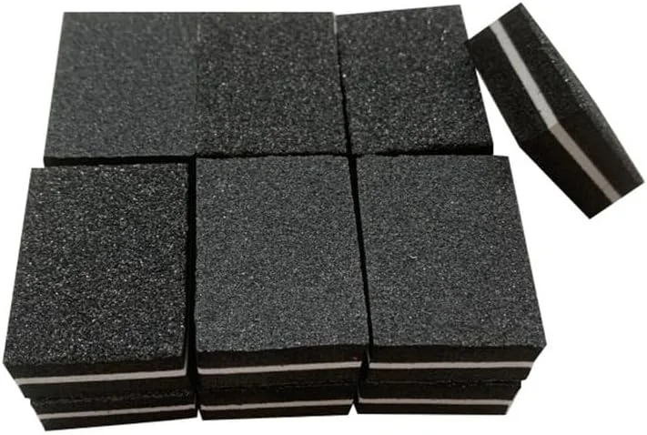 بافر ناخن مشکی مینی 50 عددی، بلوک بافر ناخن برای ناخن های اکریلیک، گریت 100/180، اسفنج بافر دو طرفه، سوهان ناخن برای مانیکور پدیکور