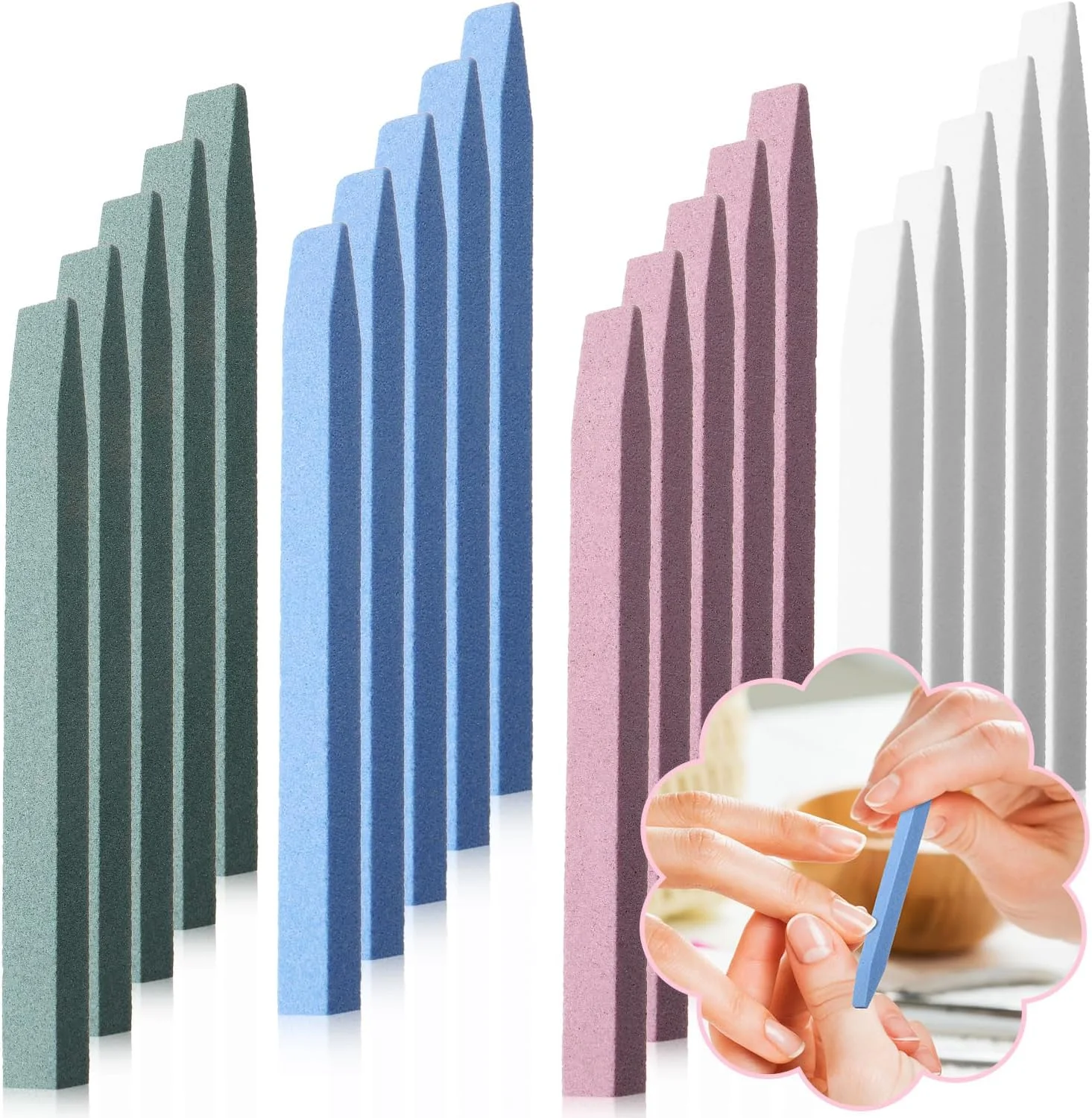 ۲۰ عدد سوهان ناخن سنگی Mudder، چوب سنگ پا برای ناخن های انگشت، سنگ پا برای عقب راندن پوست های مرده ناخن، سوهان سنگی برای استفاده در خانه و سالن، ابزار پولیش ناخن پا