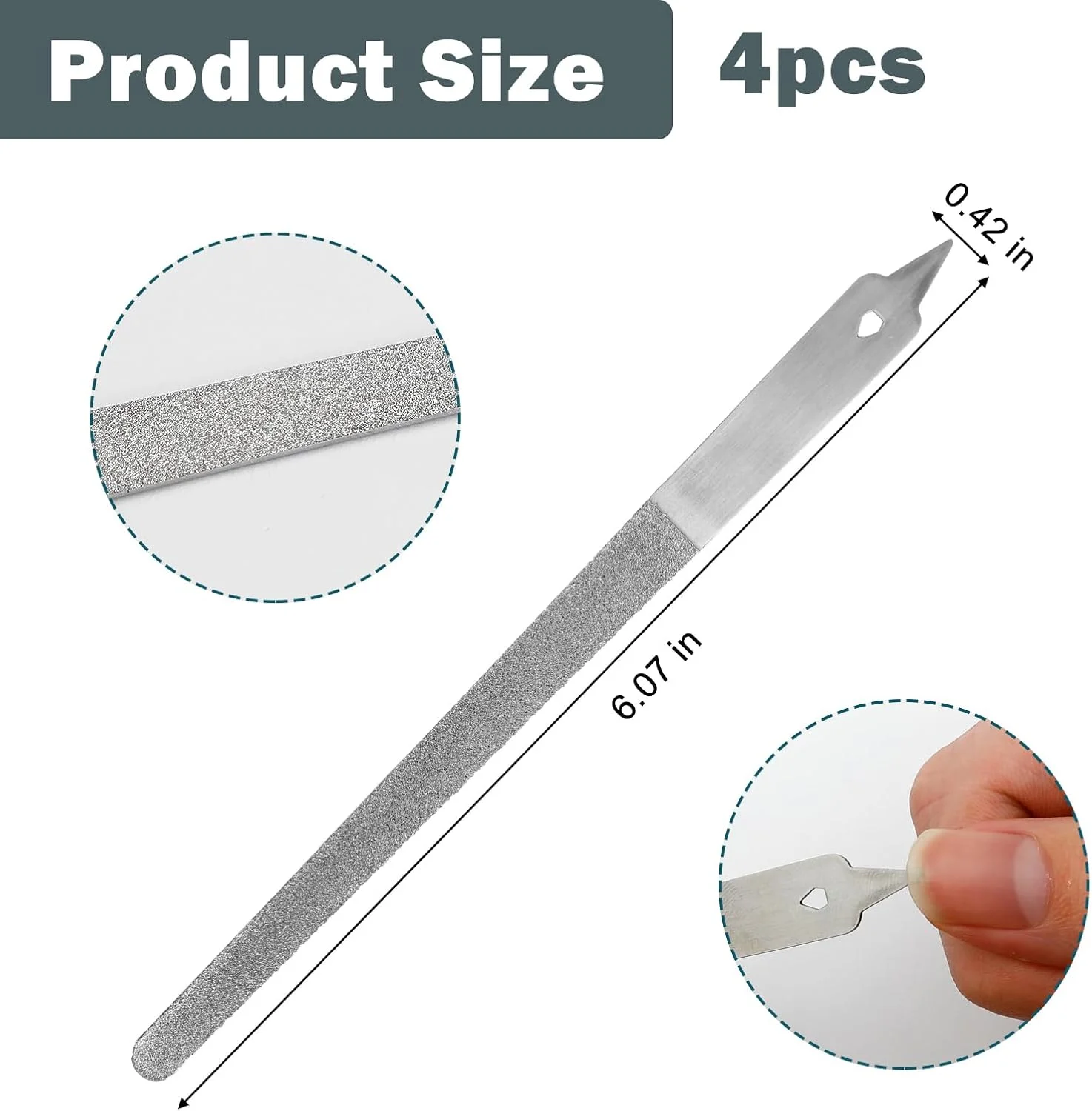 ست سوهان ناخن الماسه 4 عددی - سوهان ناخن استیل ضد زنگ با نوک تیز برای مانیکور و پدیکور، بادوام و قابل حمل ست سوهان ناخن الماسه 4 عددی - سوهان ناخن استیل ضد زنگ با نوک تیز برای مانیکور و پدیکور، بادوام و قابل حمل