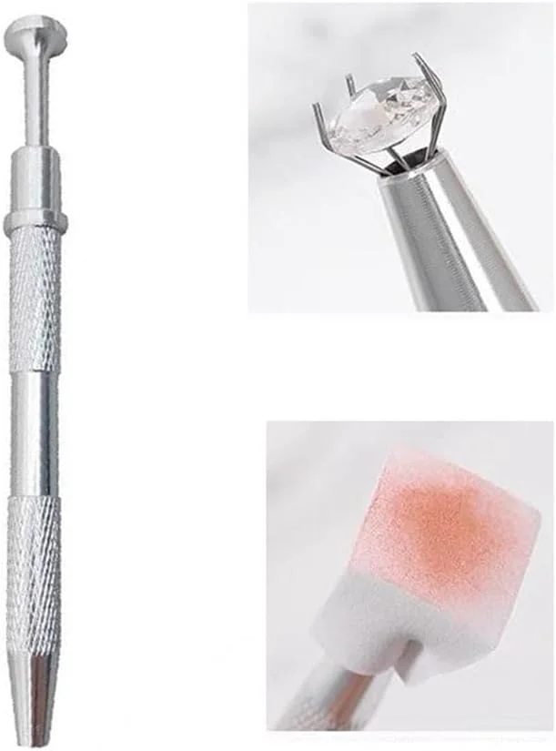 ۴ عدد گیره فلزی اسفنج ناخن، قلم برداشتن ابزار اسفنجی ناخن برای نگین های ناخن