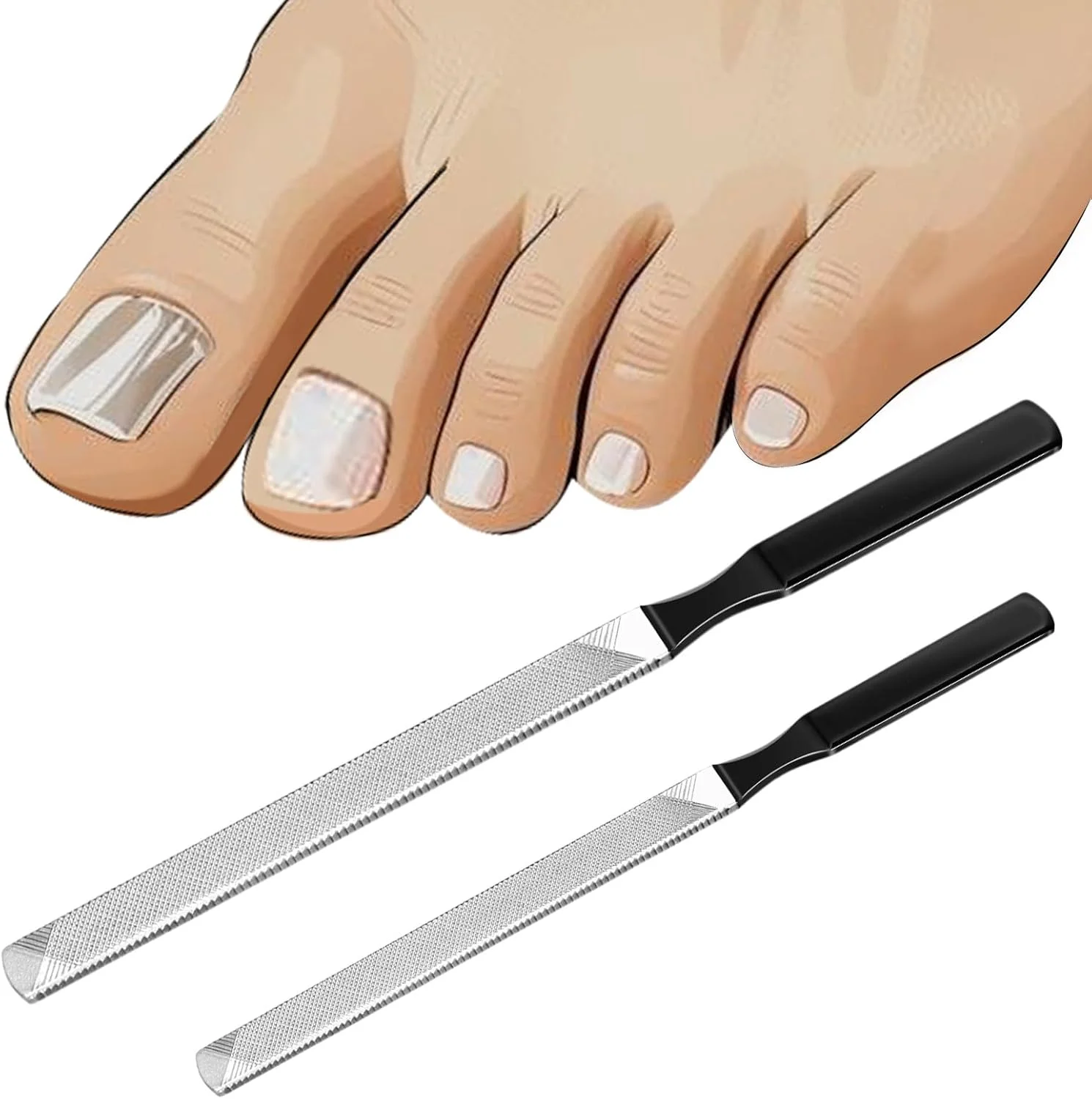سوهان ناخن پا برای ناخن های ضخیم، سوهان ناخن استیل ضد زنگ حرفه ای برای ناخن های دست، ناخن های پا، خراشیدن، تقویت، سوهان مانیکور انگشت برای زنان، مردان، سالمندان، سگ ها (کوچک و بزرگ، 2 عدد)