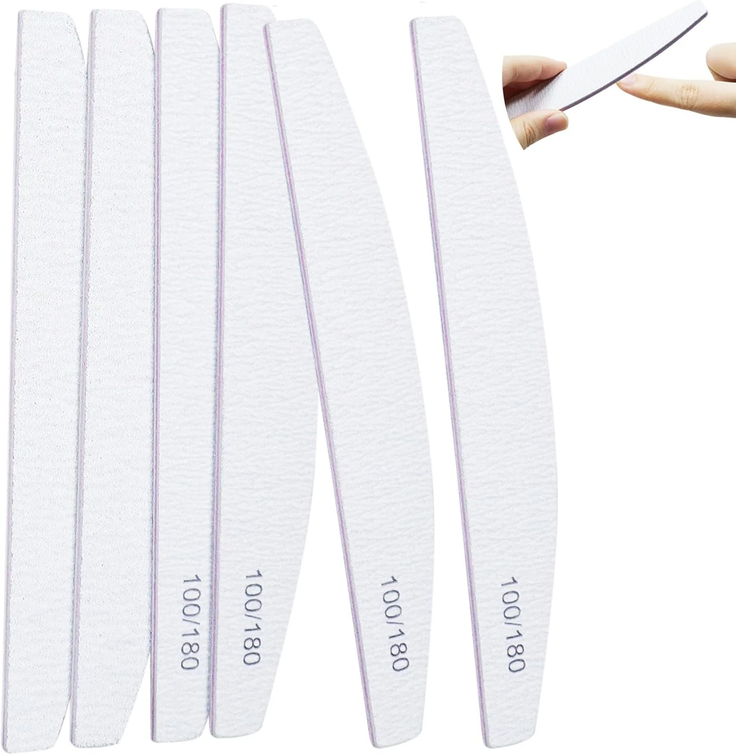 سوهان ناخن دو طرفه حرفه ای، درجه زبری 100/180، ابزار حالت دهی ناخن، ابزار مانیکور، سوهان ساییدن ناخن پا، ابزار نظافت حیوانات خانگی (6 عدد)