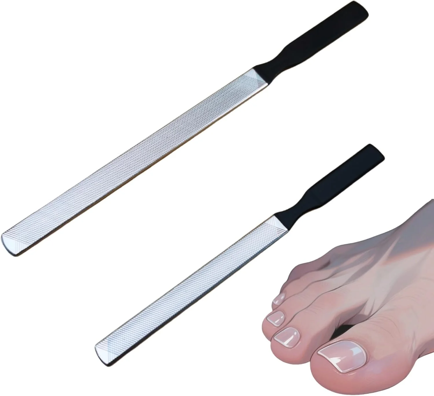 دو عدد سوهان ناخن استیل ضد زنگ حرفه ای برای ناخن های ضخیم - مجموعه سوهان ناخن پا و ناخن دست برای ناخن های طبیعی، کیت سوهان ناخن فلزی سنگین برای زنان، مردان، سالمندان، سگ ها، با طراحی ارگونومیک