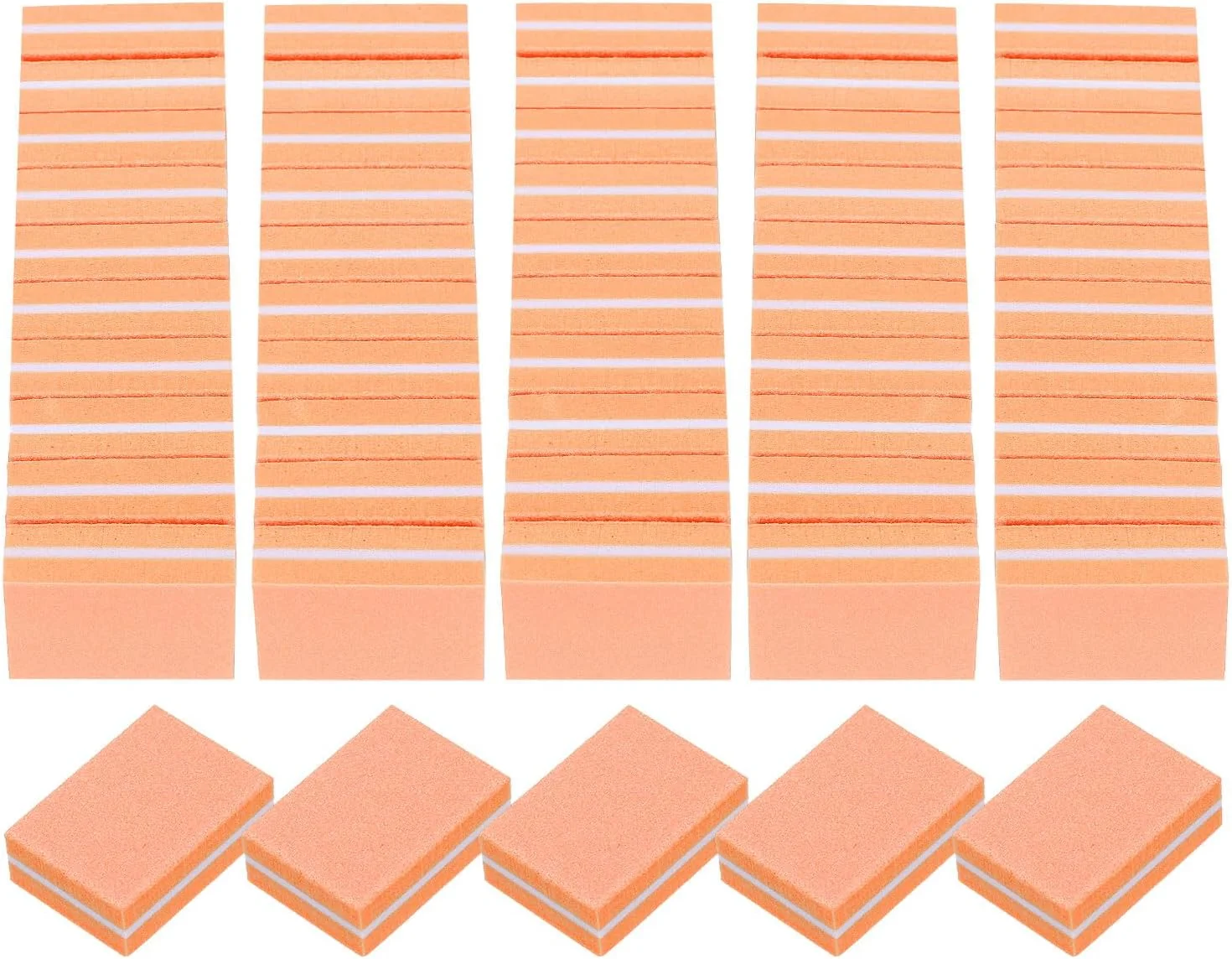 بسته 20 عددی مینی بافر ناخن، سمباده ناخن با درجه زبری 100/180، مجموعه پولیش ناخن حرفه ای برای ناخن های اکریلیک و طبیعی، نارنجی