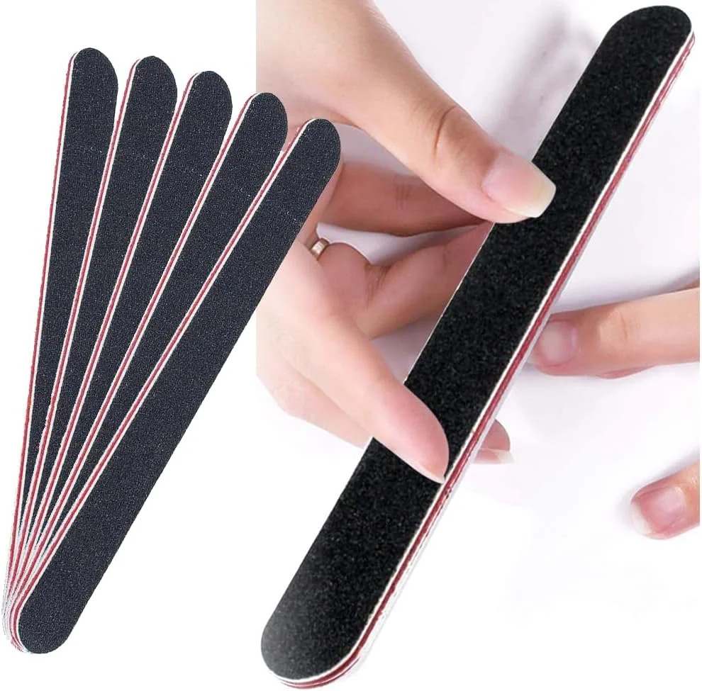 ۱۰۰ عدد سوهان ناخن مشکی مینی - سمباده دو طرفه با هسته قرمز برای مانیکور و پدیکور (۱۸×۲×۴ سانتی متر)