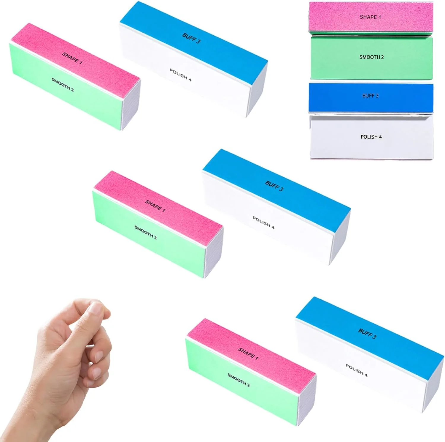 بسته 6 عددی سوهان ناخن 4 طرفه، پولیش ناخن برای ناخن های طبیعی، پولیش برای سوهان ناخن، ناخن های طبیعی و ناخن های ژلی، بافر برای ناخن های ژلی برای صاف کردن، شکل دادن و پولیش براق