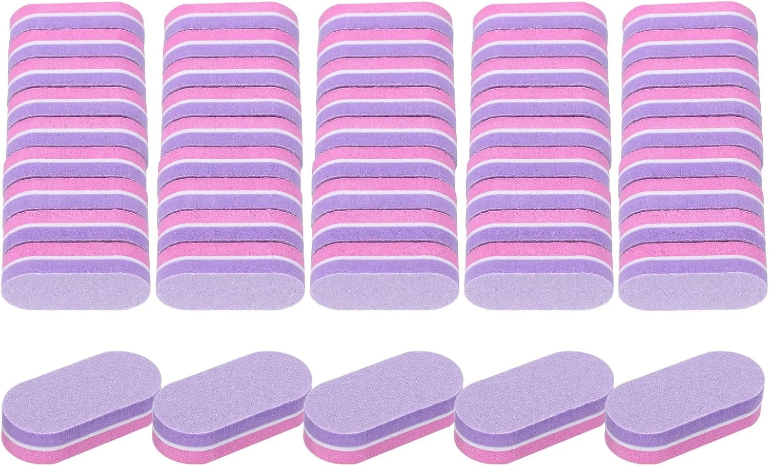 بافر ناخن مینی 40 عددی، سمباده ناخن با گریت 100/180، مجموعه پولیش ناخن حرفه ای برای ناخن های اکریلیک و طبیعی، صورتی بنفش