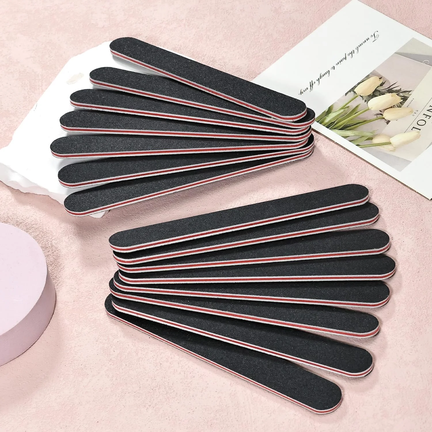 سوهان ناخن 15 عددی دو طرفه، درجه زبری 100/180 مناسب برای ناخن های طبیعی، اکریلیک و ژلیش